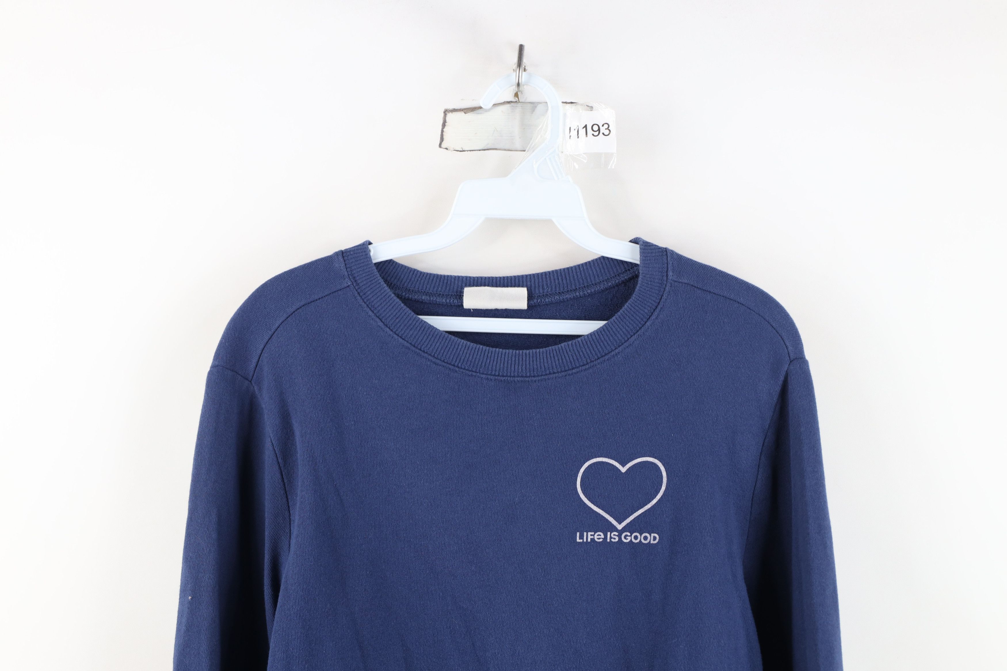 Life is Good Life Is Good Spell Out Heart French Terry Sweatshirt Blue Size S / US 4 / IT 40 - 2 Thumbnail