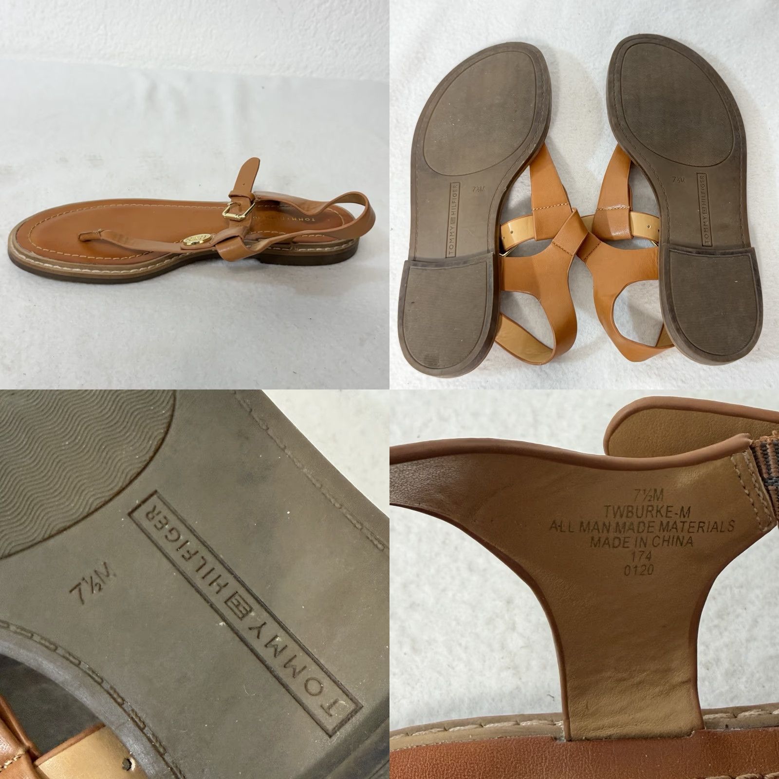 Tommy Hilfiger Tommy Hilfiger Sandals Brown TH Logo Leather Straps Women Size 7.5M Shoes Slip-On Size US 8 / IT 38 - 8 Thumbnail