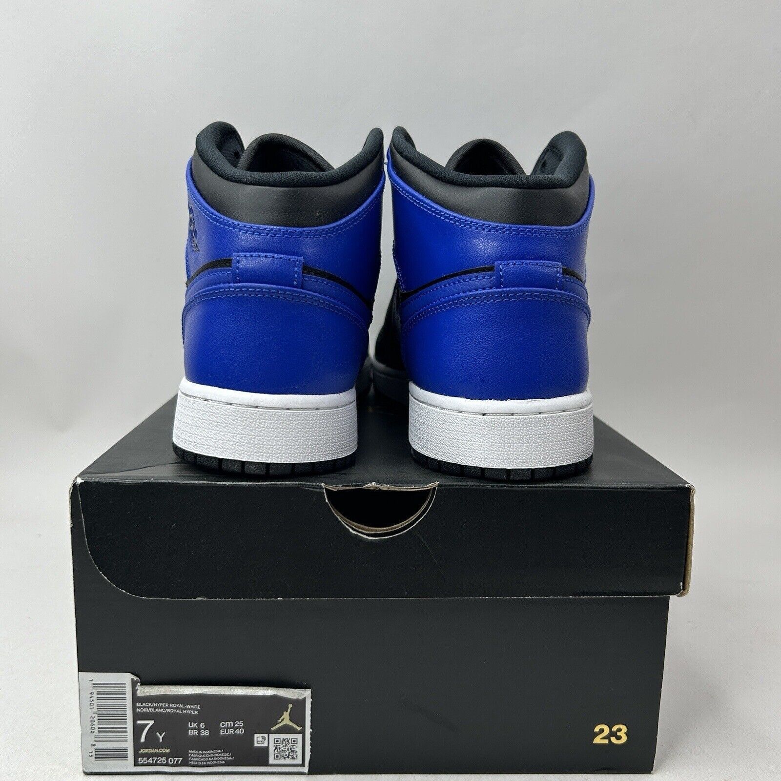 Nike Nike Air Jordan 1 Mid Retro GS “Hyper Royal” 2023 Size US 8.5 / IT 38.5 - 4 Thumbnail