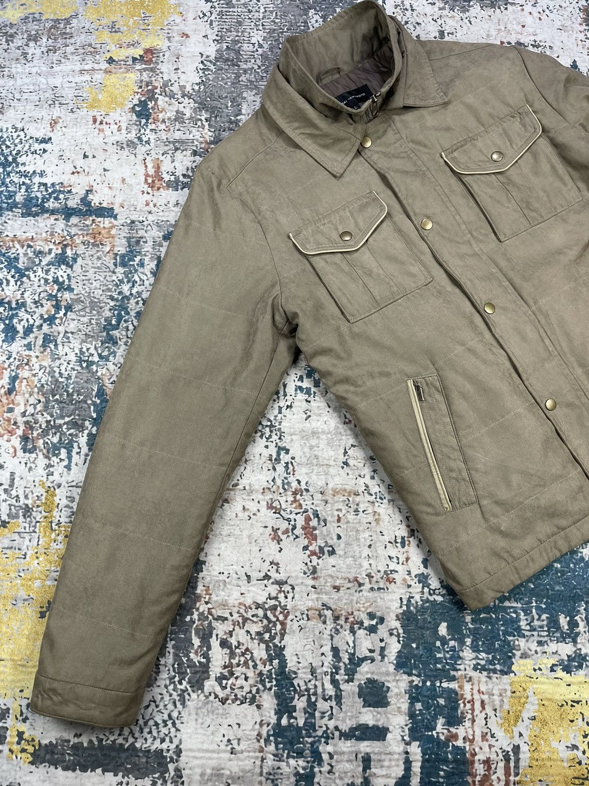 Kansai Yamamoto Kansai Yamamoto Moleskin Like 2 Collar Quilt Padded Jackets Size US M / EU 48-50 / 2 - 2 Thumbnail