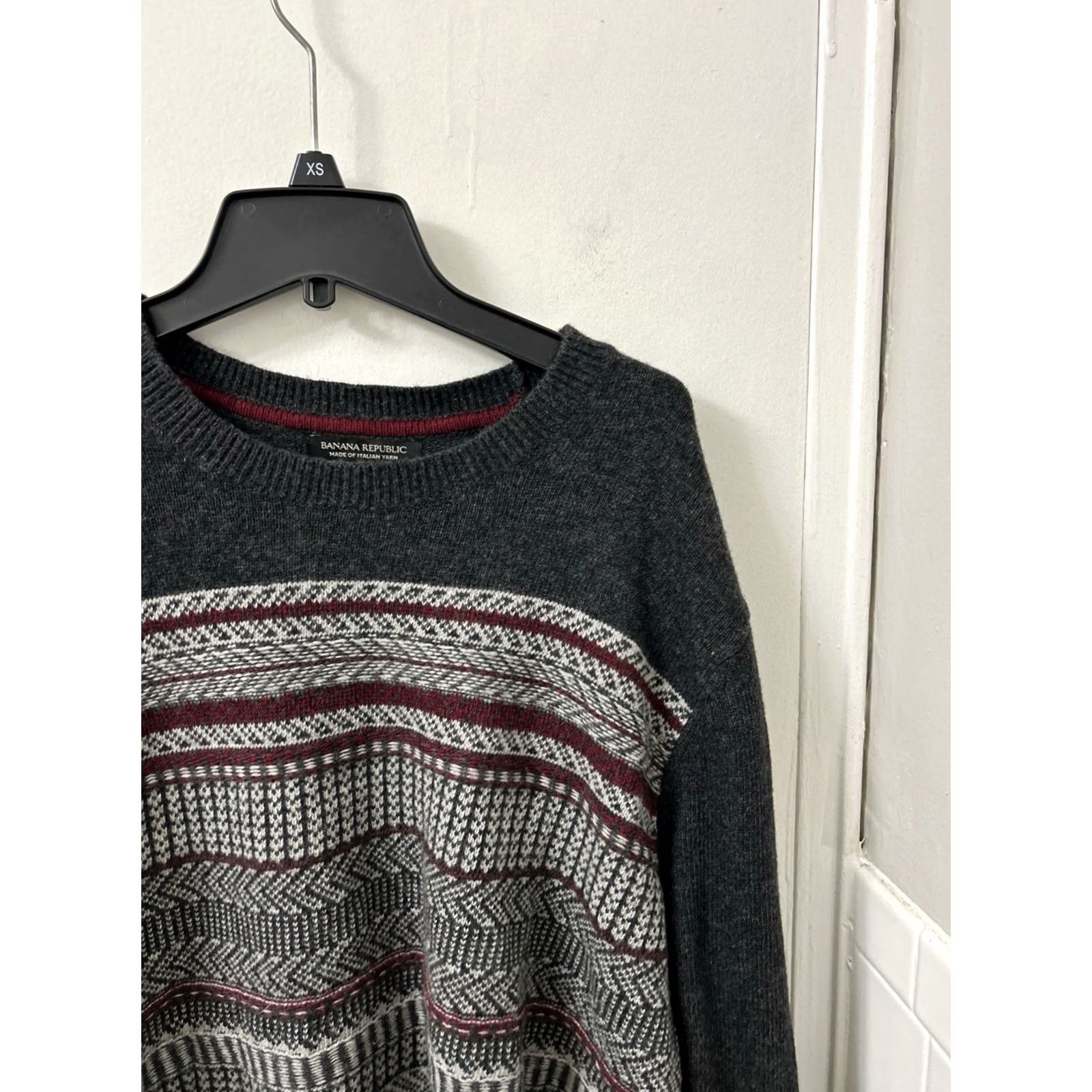 Banana Republic Banana Republic Sweater Mens XL Gray Merino Wool Crew Neck Fair Isle Pullover Knit Size US XL / EU 56 / 4 - 5 Thumbnail