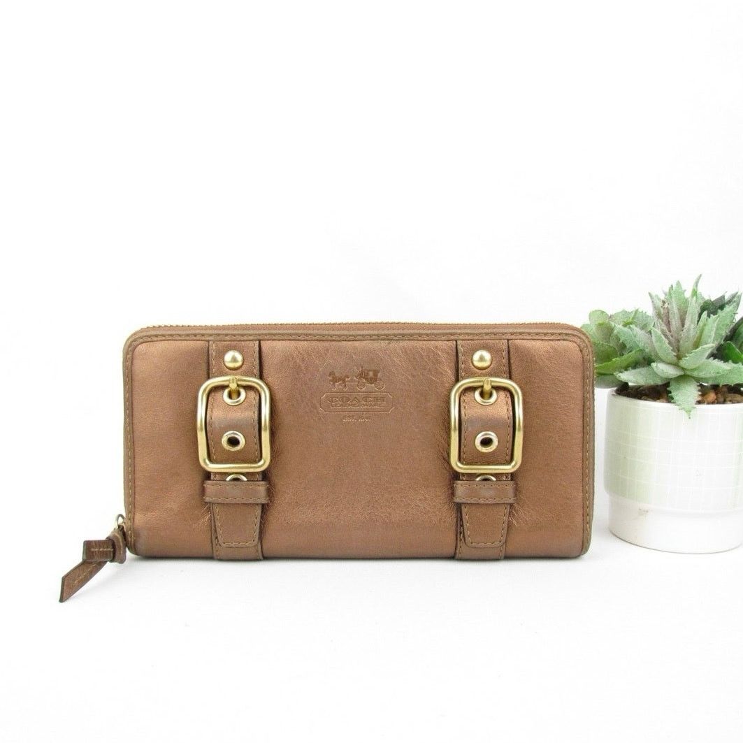 Coach Coach Zip Around Bronze Color Wallet Size ONE SIZE - 1 Thumbnail