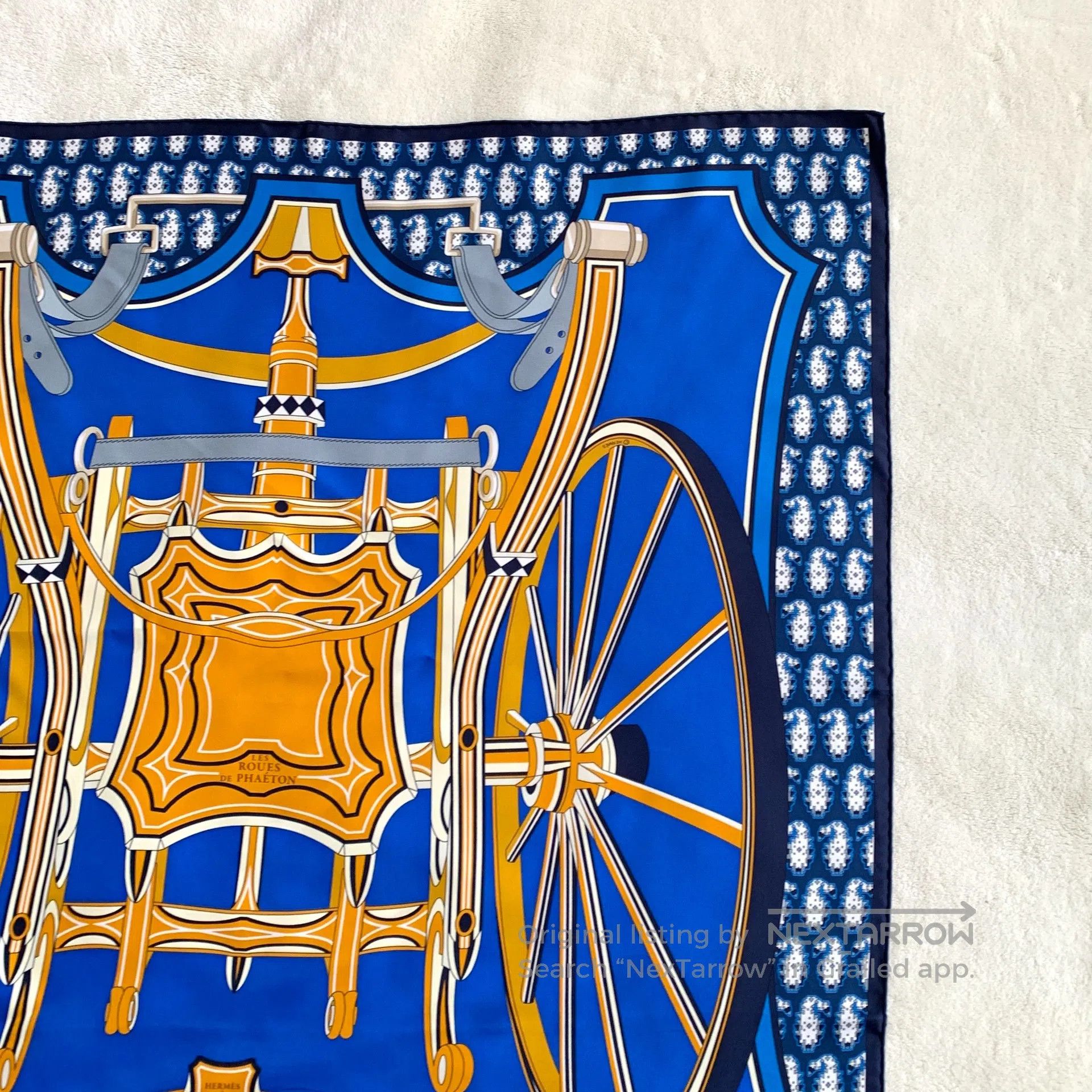 Hermes Hermes Blue Phaethon's Wheel Printed Silk Scarf| Size ONE SIZE - 4 Thumbnail