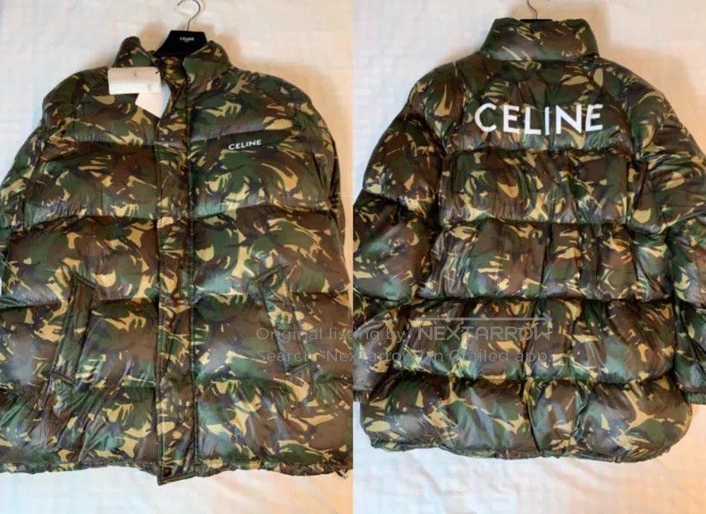 Celine Camouflage Down Jacket Overcoat