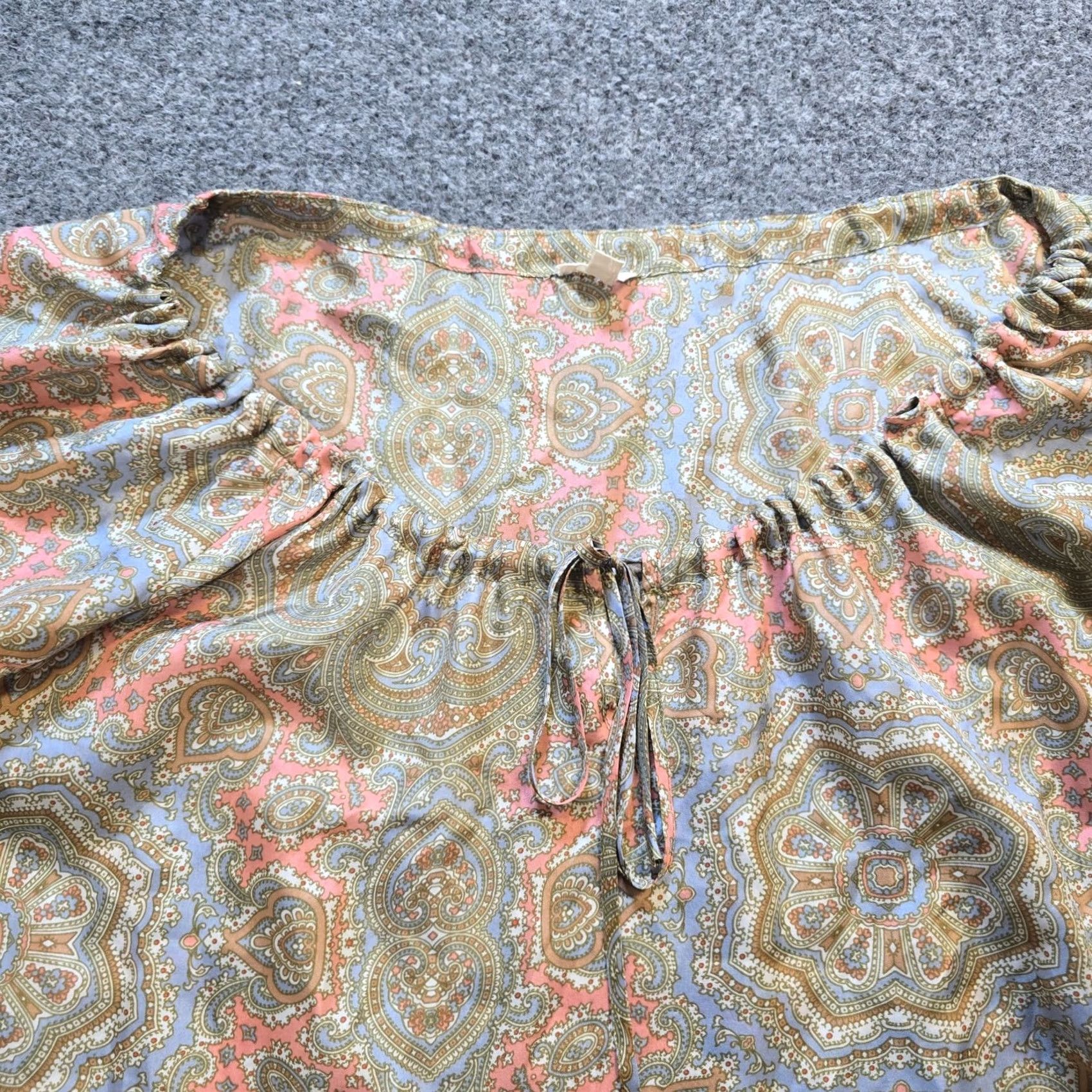 J.Crew J.CREW Blouse Womens Small Pink Silk Paisley Round Neck Boxy Casual Career Size S / US 4 / IT 40 - 2 Thumbnail