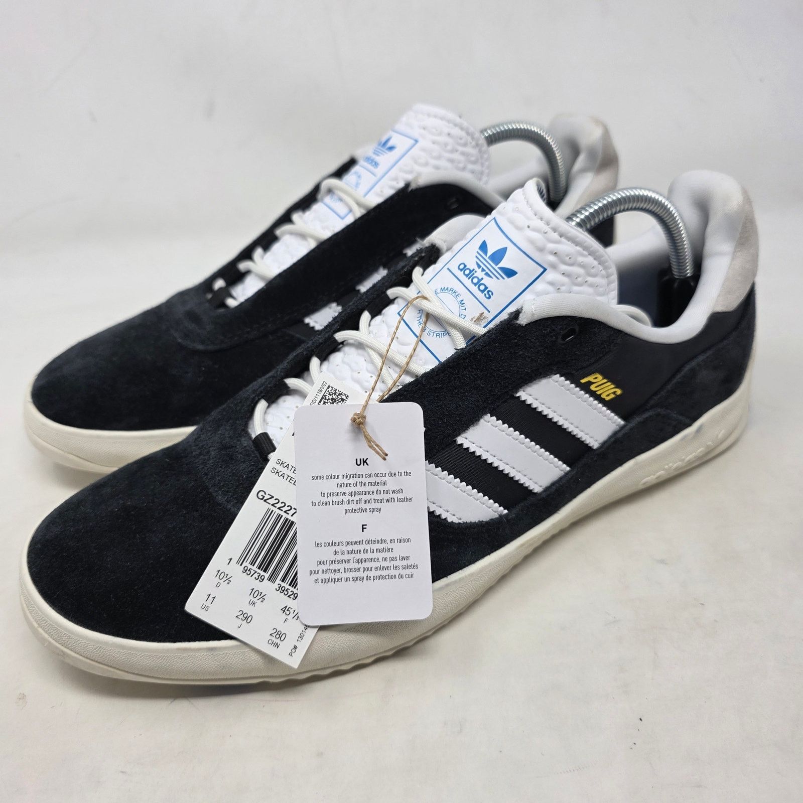 Adidas Puig Indoor Black White Suede Skate Shoes Mens 11