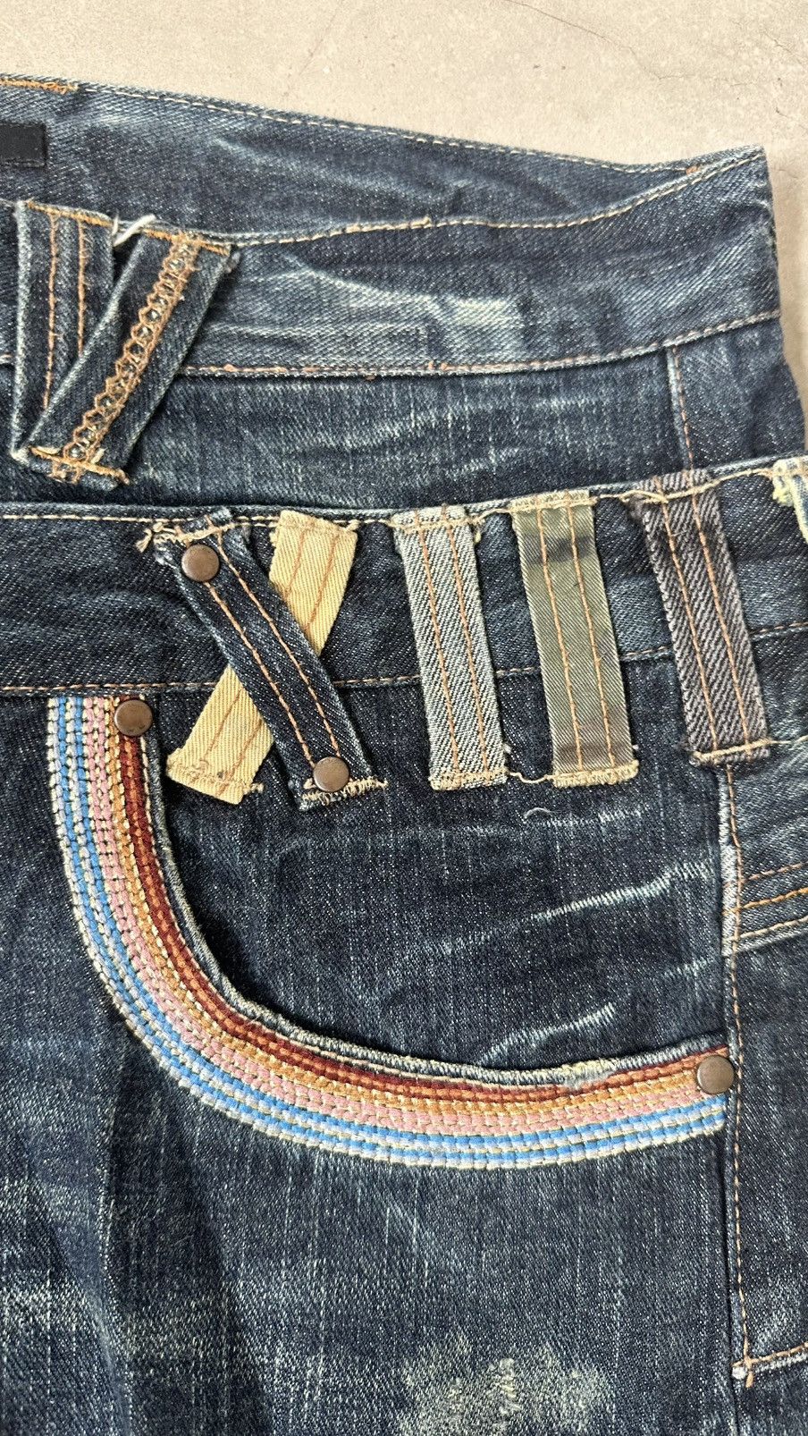 Japanese Brand MEMORY SPECIAL DOUBLE WAIST IF SIX DENIM PANT Size 37" - 5 Thumbnail