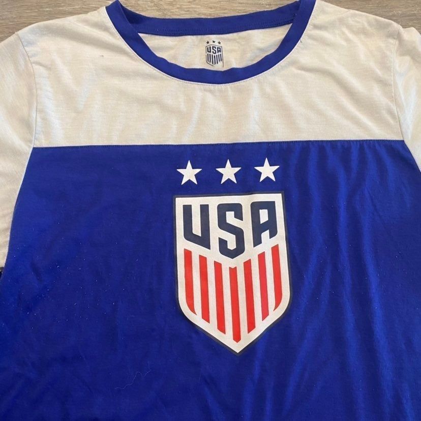 Nike USA Blue Athletic Tee Activewear Shirt Women L Bin N-6 Size XXL / US 16-18 / IT 52-54 - 2 Thumbnail