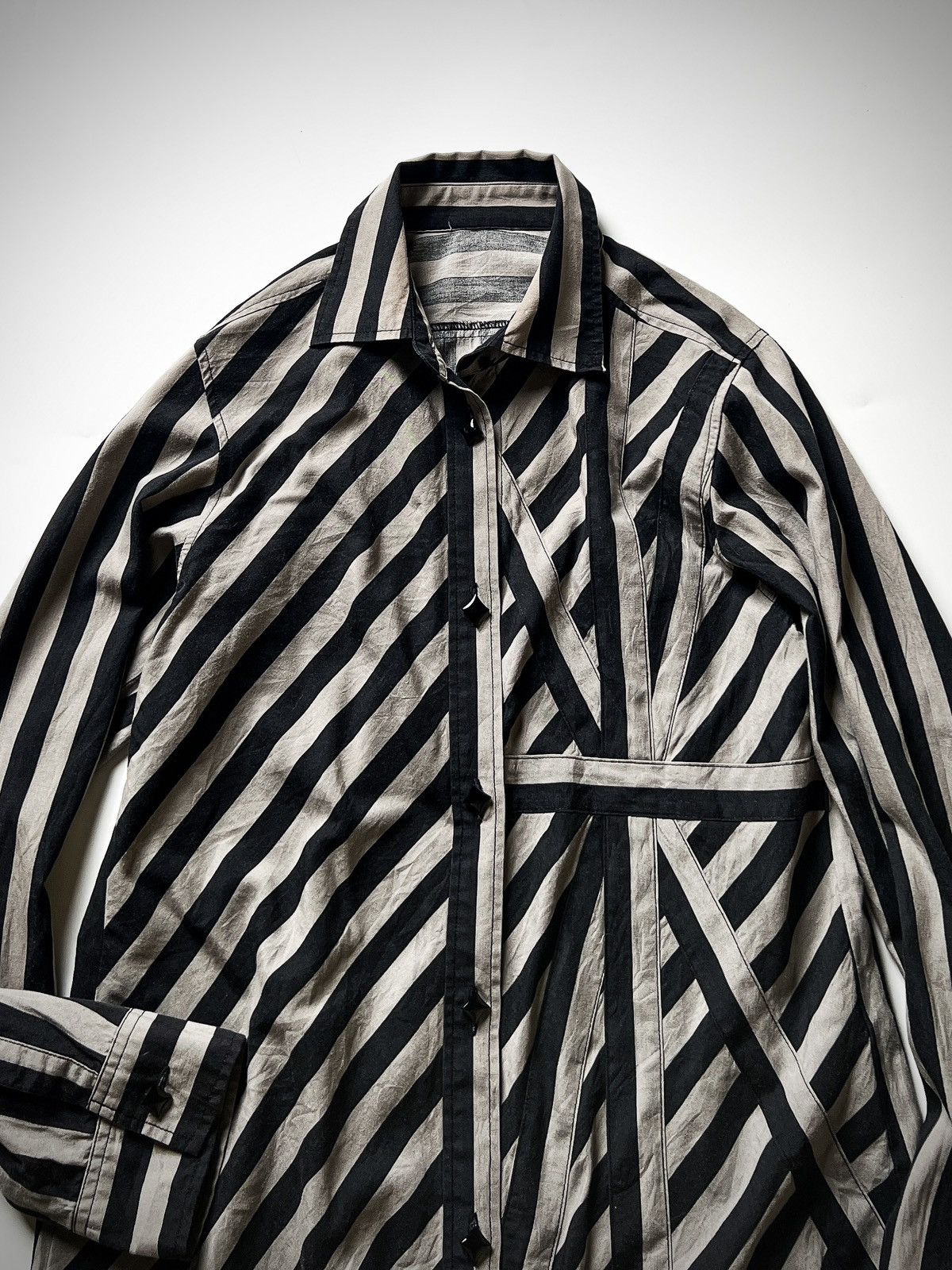 Japanese Brand Ba-Tsu Club Striped Button Up Shirt Patchwork Archive Y2K Size M / US 6-8 / IT 42-44 - 3 Thumbnail