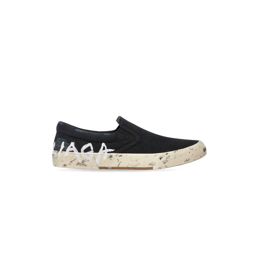 Balenciaga o1bcso1str0325 Paris Slip On Graffiti Sneakers in Black Size US 11 / EU 44 - 1 Thumbnail