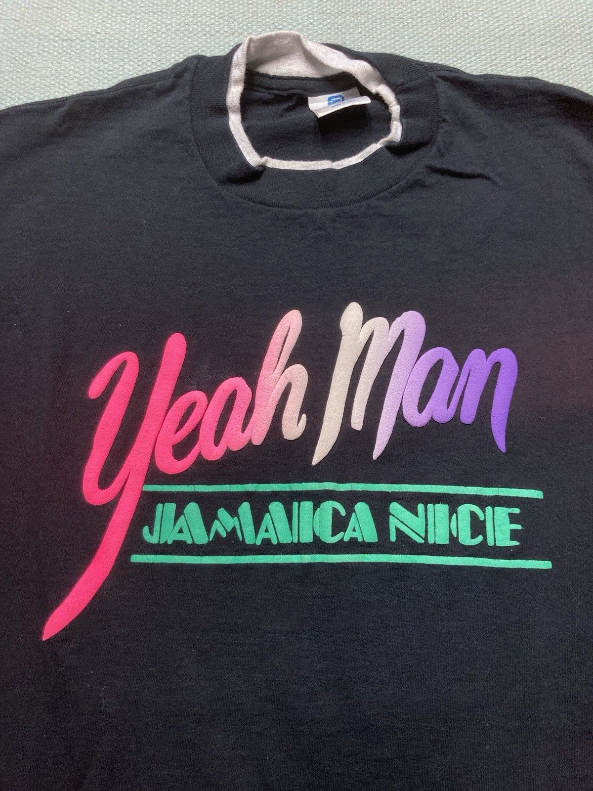 Vintage 90s t shirt yeah man Jamaica nice single stitch puff print L Size US L / EU 52-54 / 3 - 2 Thumbnail