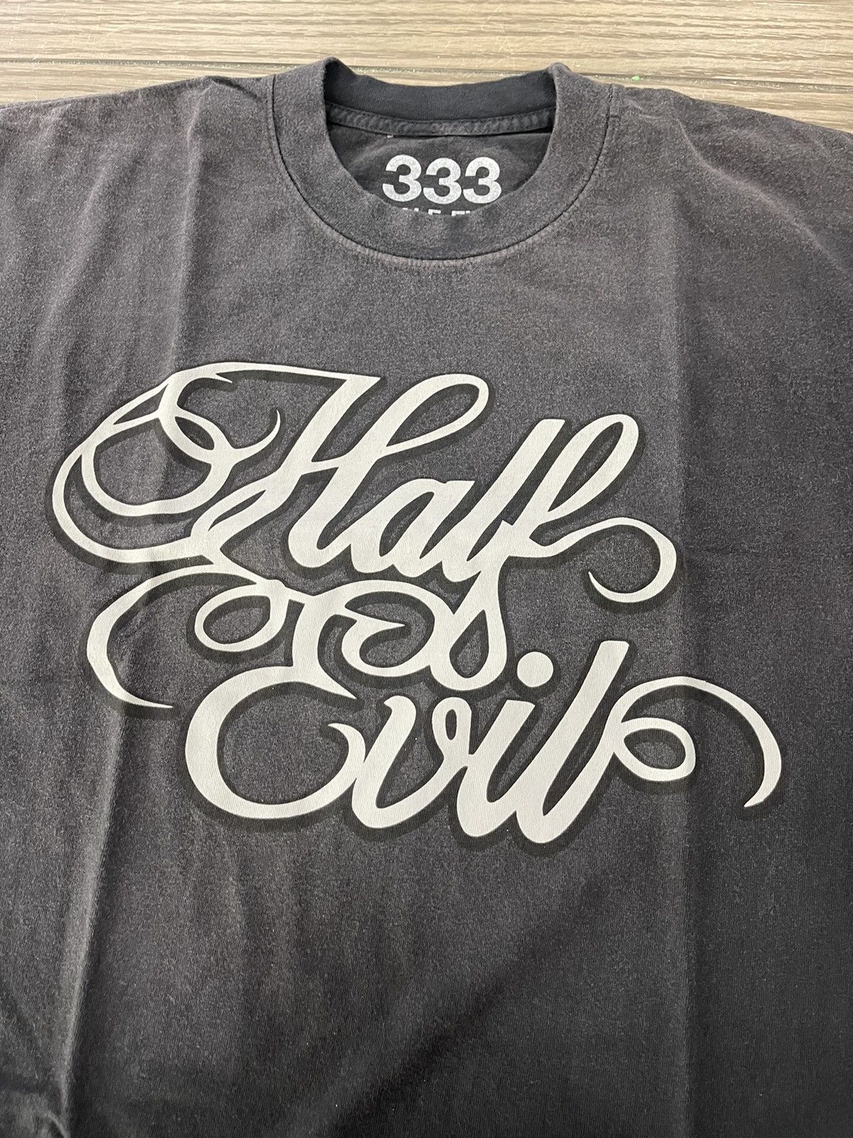 Designer × Half Evil ⚡️ Half Evil 333 Script Tee Shirt Vintage Black 2XL XXL ⚡️ Size US XXL / EU 58 / 5 - 1 Thumbnail