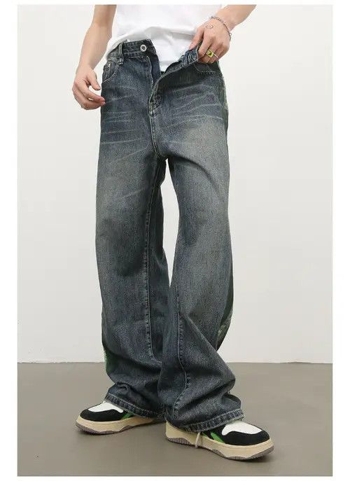 Jean Hip-hop retro men's American loose washed wide-leg jeans Size US 32 / EU 48 - 3 Thumbnail