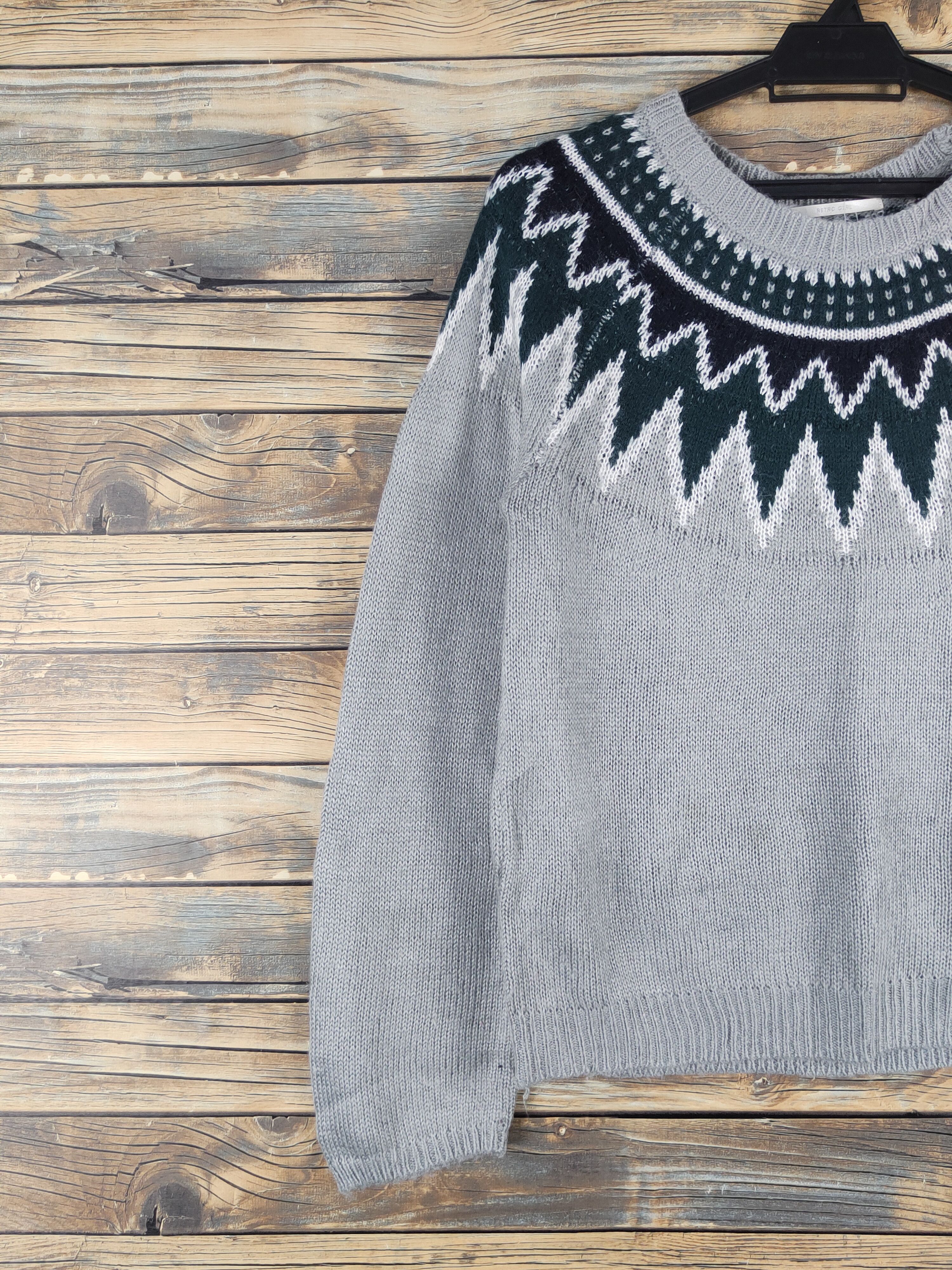 Vintage Retro Girl Gray Knitwear Sweatshirts #W1232 Size M / US 6-8 / IT 42-44 - 3 Thumbnail