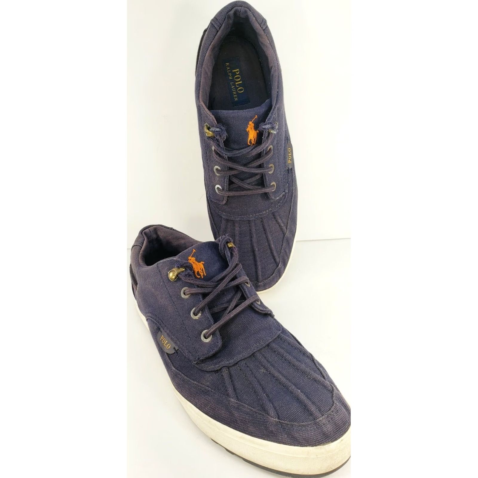 Polo Ralph Lauren Polo Ralph Lauren Ramiro Canvas Sneaker Shoes 12D Navy Blue Lace Up Men Casual Boat Shoe Dock Sneaker Size US L / EU 52-54 / 3 - 2 Thumbnail