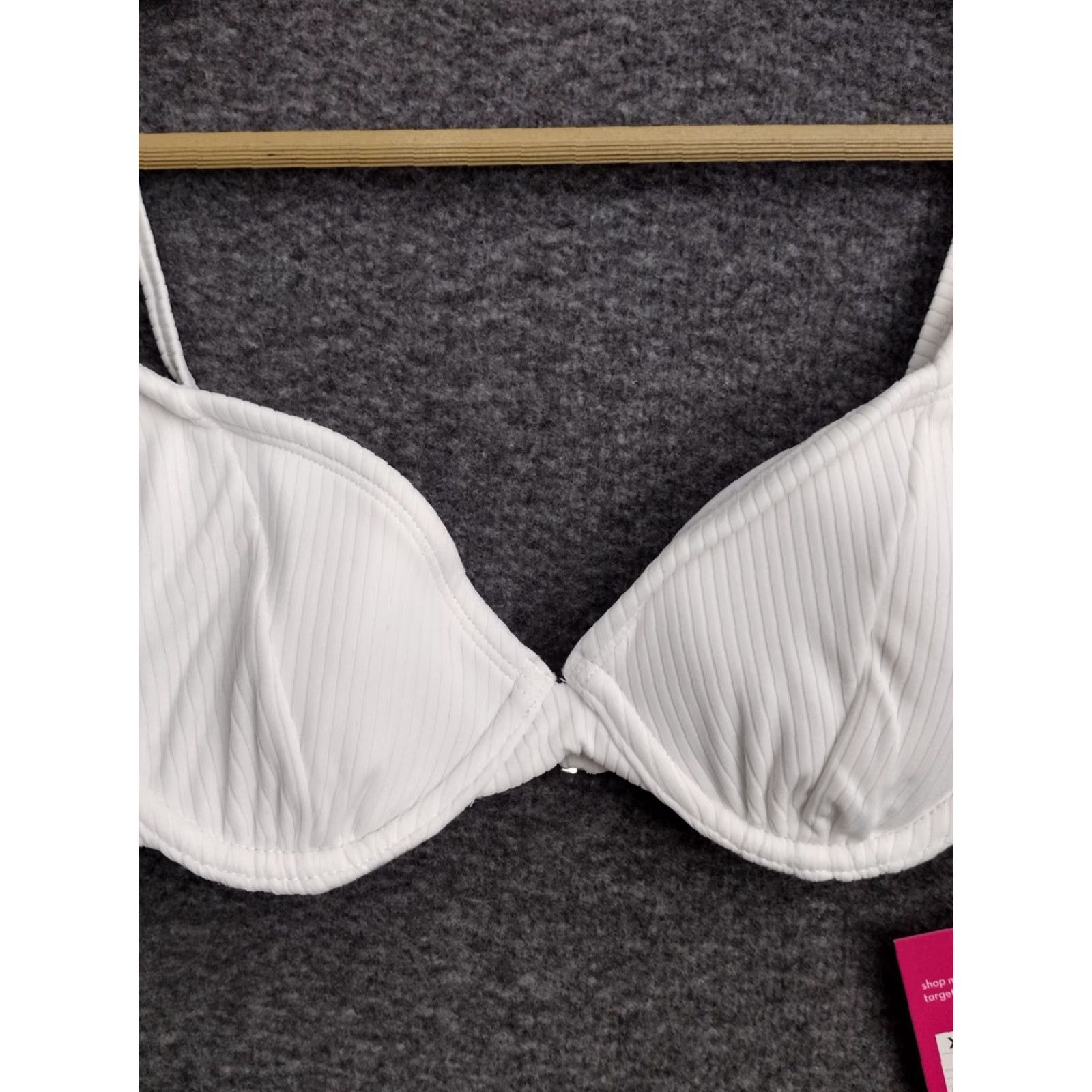 Vintage Xhilaration Bikini Top Juniors XS White Ribbed Solid Padded Wide Strap Women's Top 00 Swim Size XS / US 0-2 / IT 36-38 - 3 Thumbnail