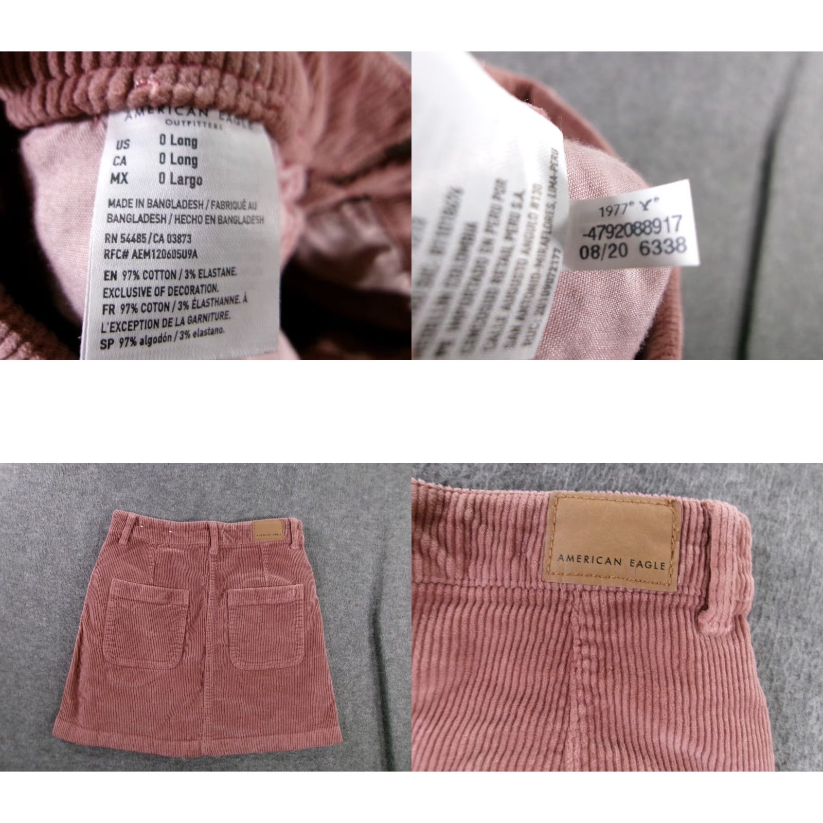 American Eagle Outfitters American Eagle Skirt Womens 0 Long Corduroy High Rise Zip Front Super Stretch Pink Retro Preppy Casual Size 25" / US 0 / IT 36 - 8 Thumbnail