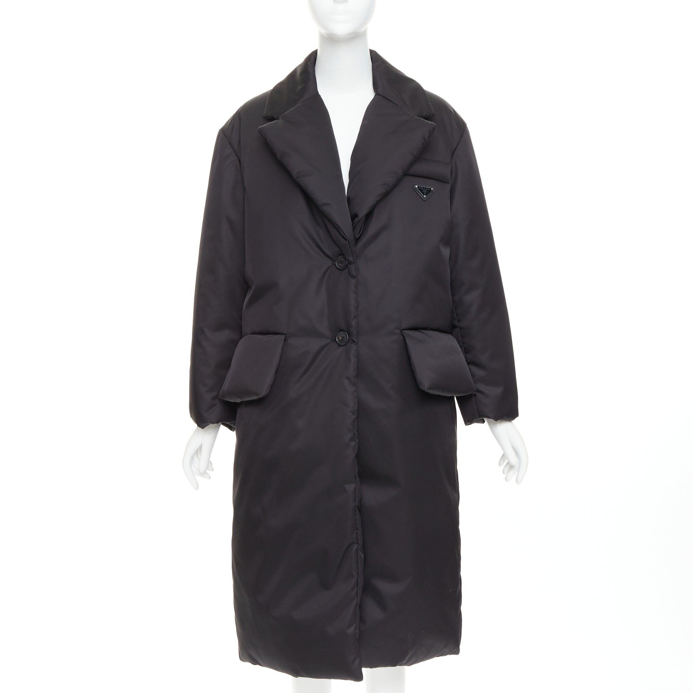 Prada PRADA 2022 Re-Nylon black silver logo flap pocket technical puffer coat IT36 XXS Size XS / US 0-2 / IT 36-38 - 1 Thumbnail