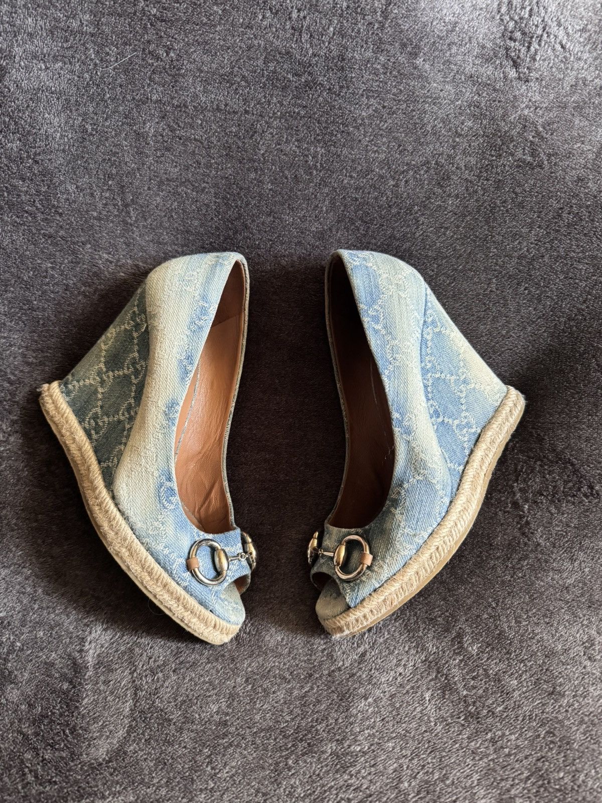 Gucci Gucci Horsebit monogram GC denim heels blue Size US 6 / IT 36 - 2 Thumbnail