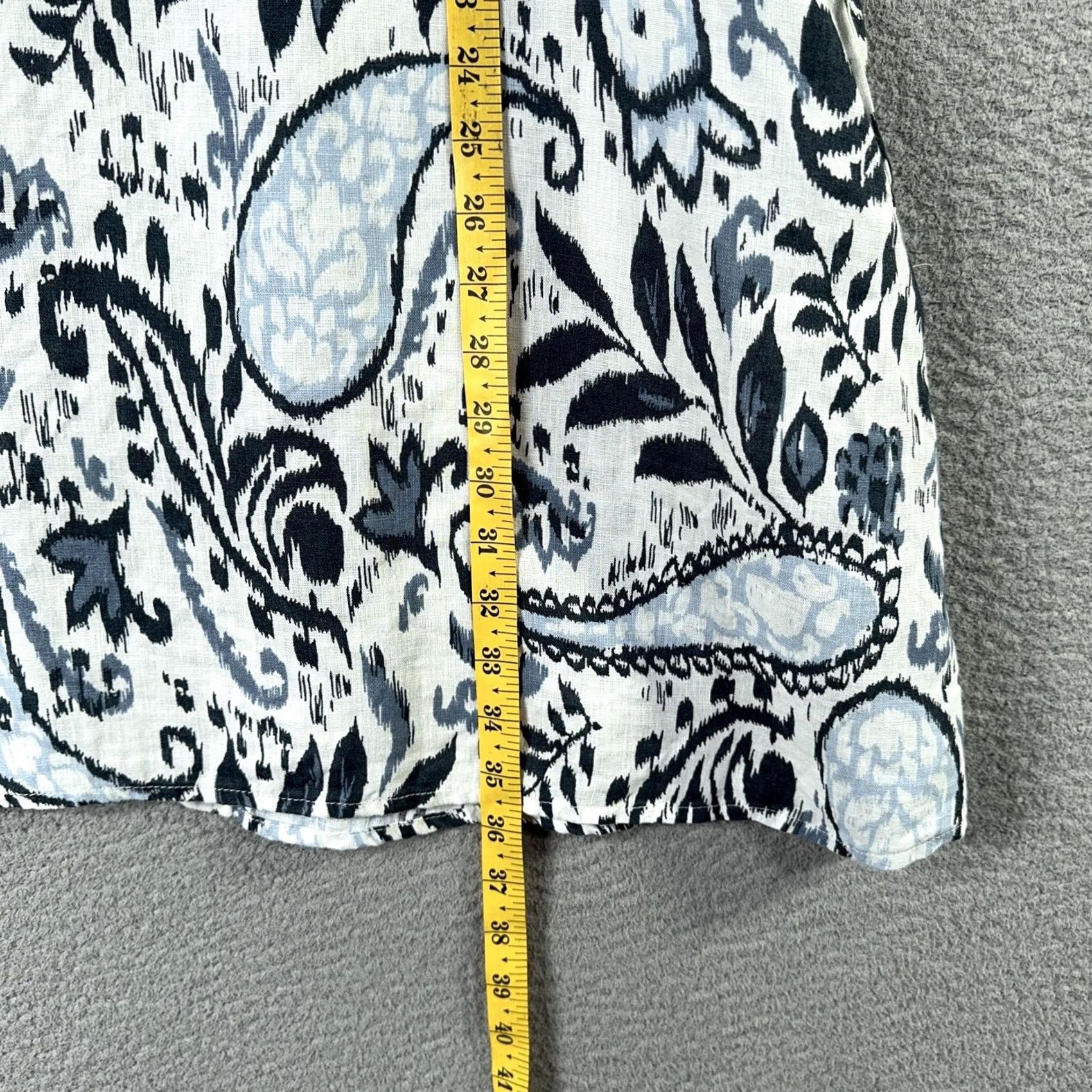 Lucky Brand Lucky Brand Linen Dress Womens Small Navy White Paisley Floral Sleeveless Pockets Tie Back Scoop Neck Size S / US 4 / IT 40 - 7 Thumbnail