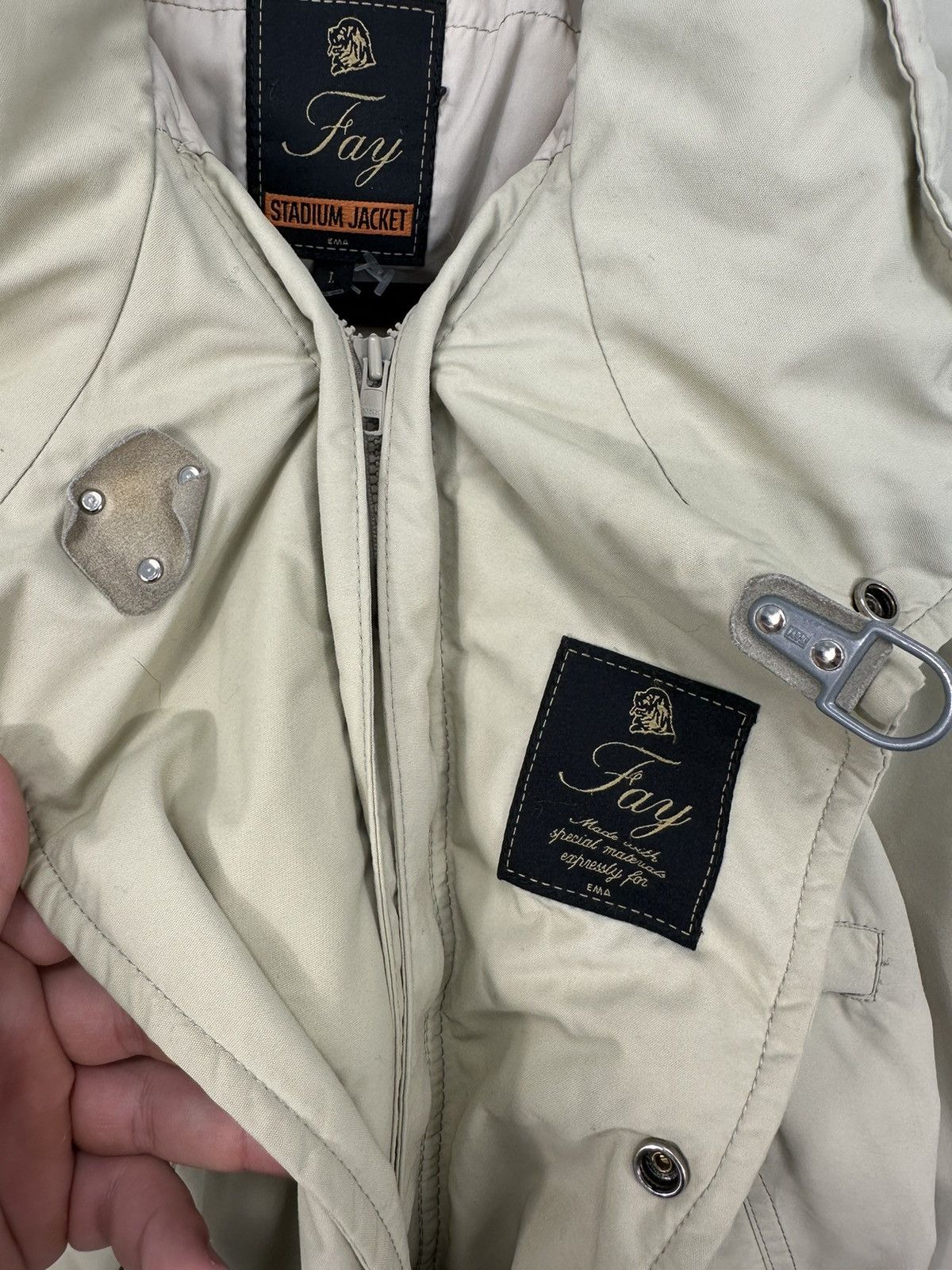Fay Vintage Fay Stadium For Ema Cream Luxury Nylon Coat Jacket Size US L / EU 52-54 / 3 - 5 Thumbnail
