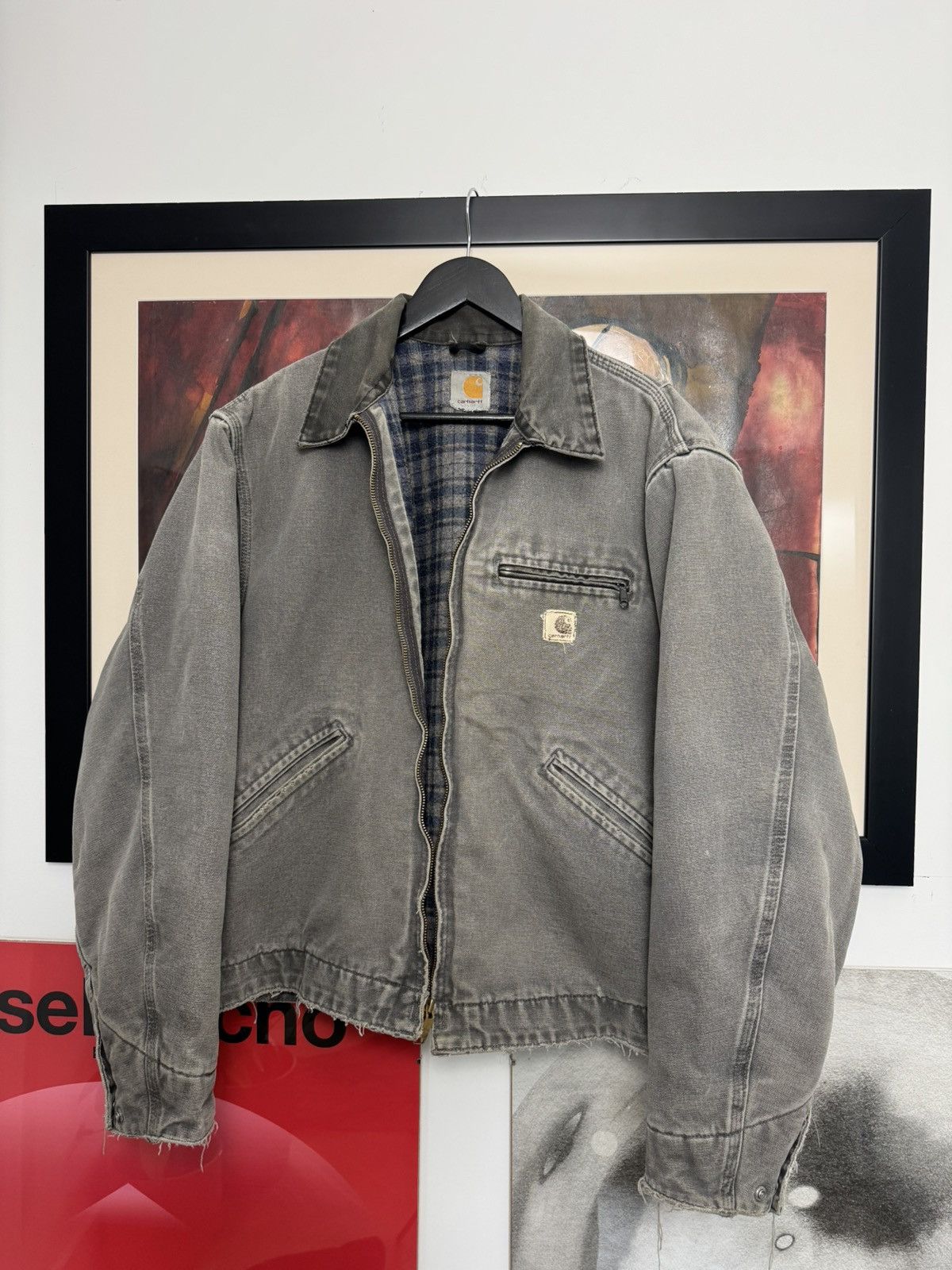 Carhartt RARE Vintage 90s Carhartt Detroit Jacket Grey Brown Faded Size US L / EU 52-54 / 3 - 2 Thumbnail