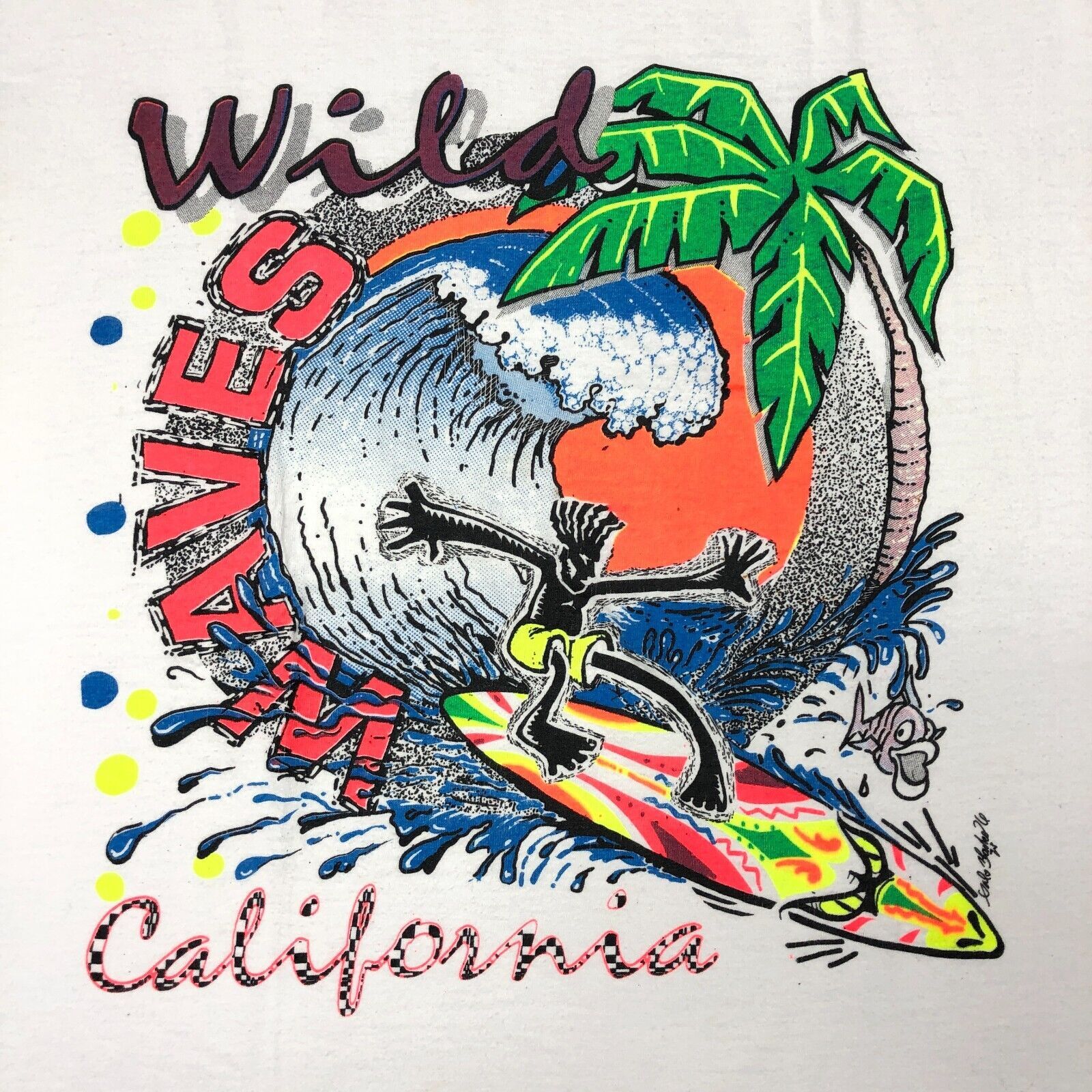 Vintage Vintage 90s Wild Waves California Ocean Tee T Shirt Size XL Size US XL / EU 56 / 4 - 2 Thumbnail