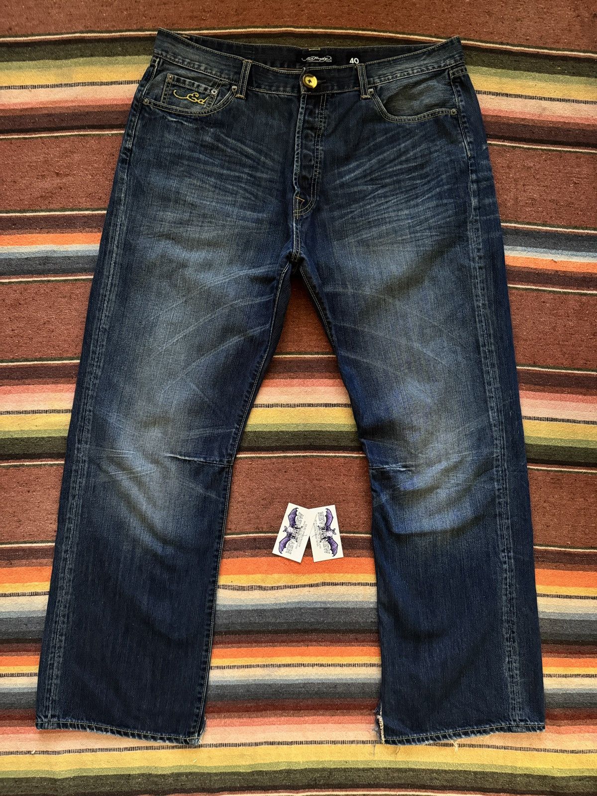 Ed Hardy Y2K 2009 Ed Hardy Rattlesnake Denim Baggy Jeans Size US 40 / EU 56 - 8 Thumbnail