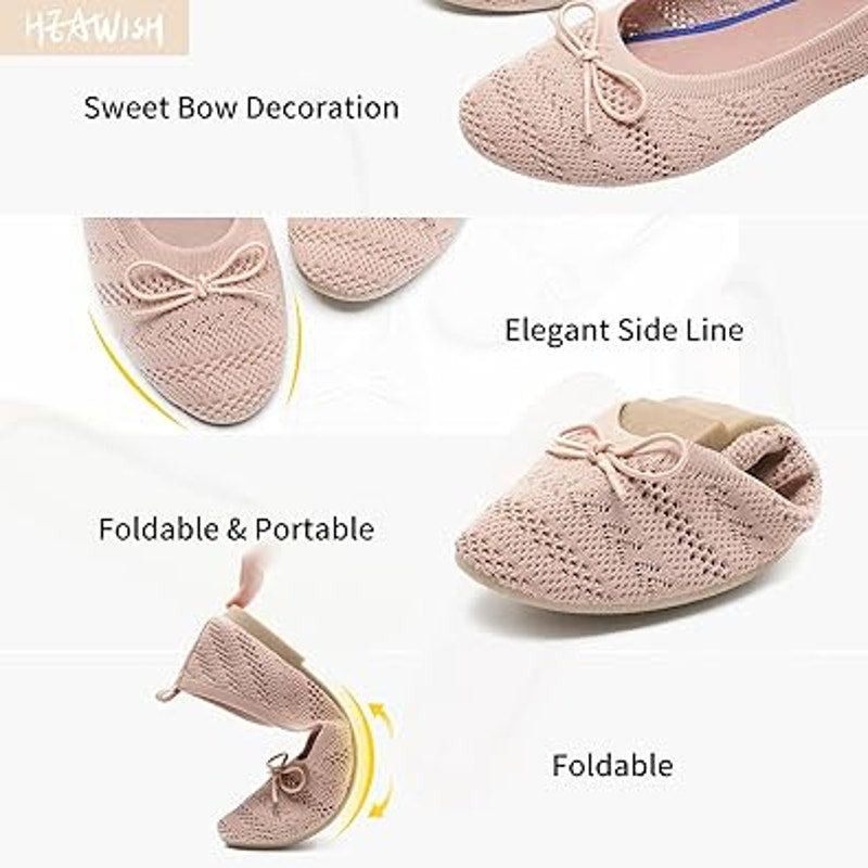 Other Heawish Women's 9.5 Pink Crochet Lace Bow Ballet Flats Size US 9.5 / IT 39.5 - 2 Thumbnail