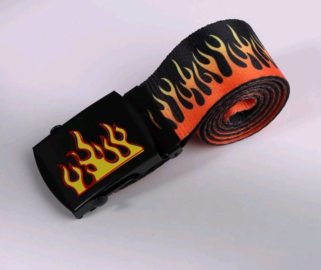 Japanese Brand 💥Flame fire harajuku streetwear belt Size ONE SIZE - 1 Preview