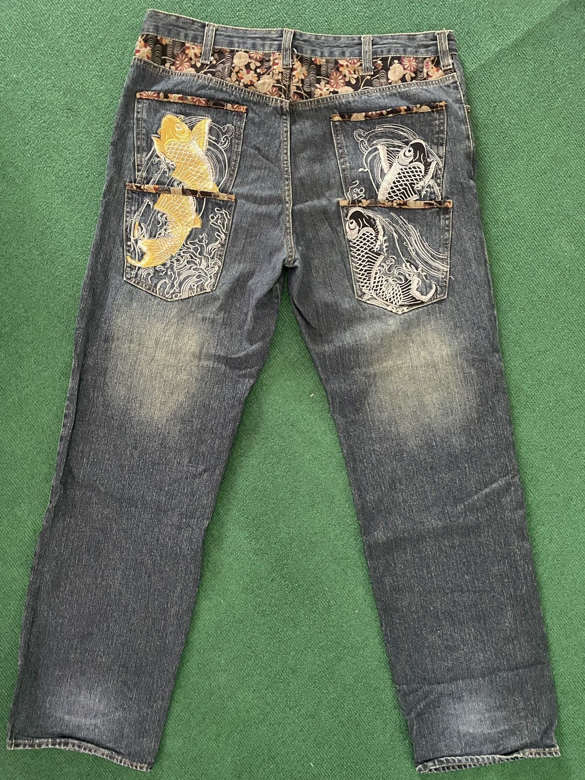 Japanese Brand Rare Japanese Jeans With Embroidery Fish Motifs Size US 38 / EU 54 - 6 Thumbnail