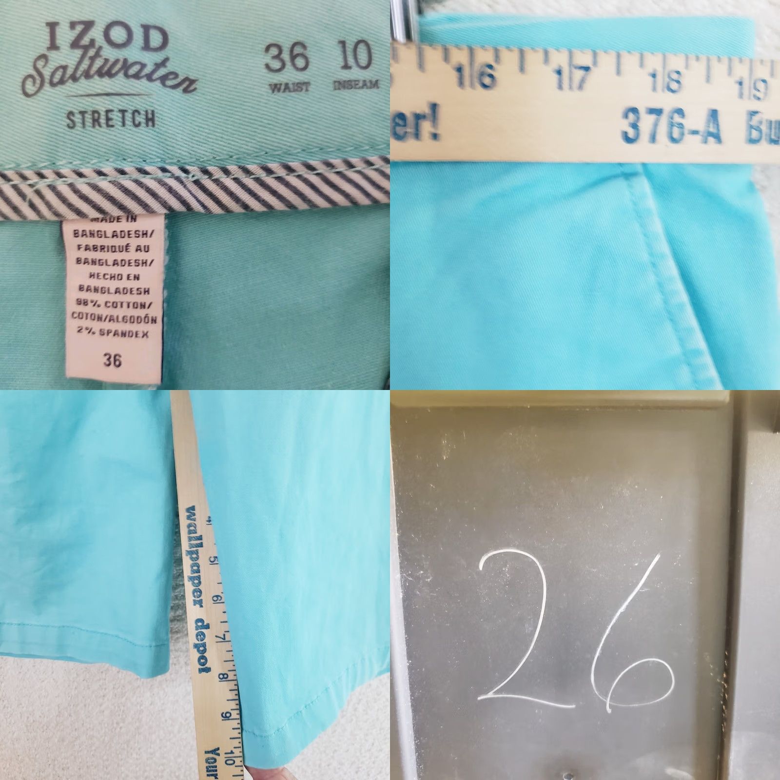 Izod VINTAGE Izod Saltwater Stretch Chino Shorts Men 36 10 Aqua Blue Cotton Spandex Size US 36 / EU 52 - 8 Thumbnail