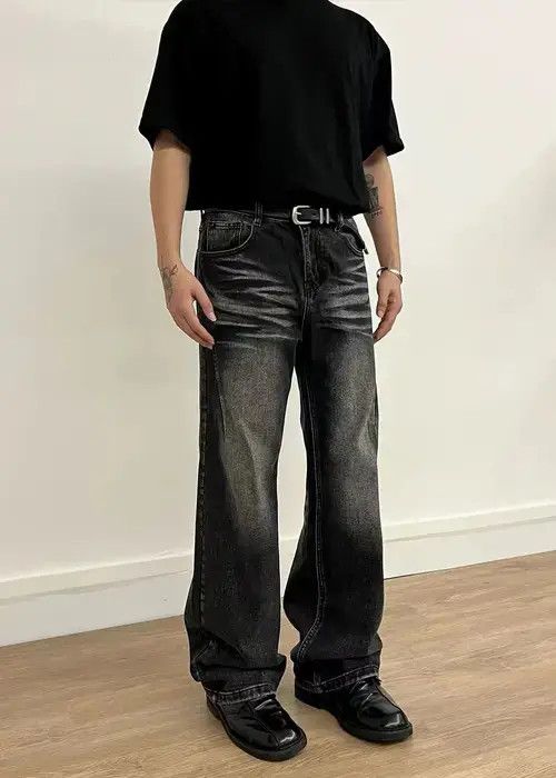 Japanese Brand × Jean Vintage washed black micro-flare casual jeans Size US 32 / EU 48 - 4 Thumbnail