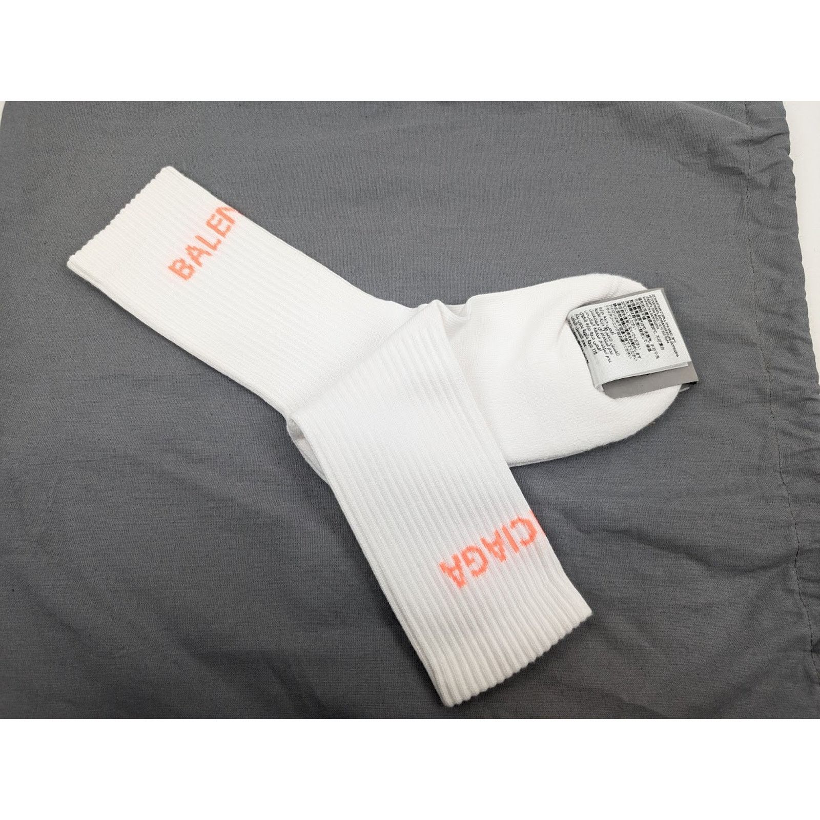Balenciaga o1rshd1 Size: S / Tennis Cotton Socks in White/Orange Size ONE SIZE - 6 Thumbnail