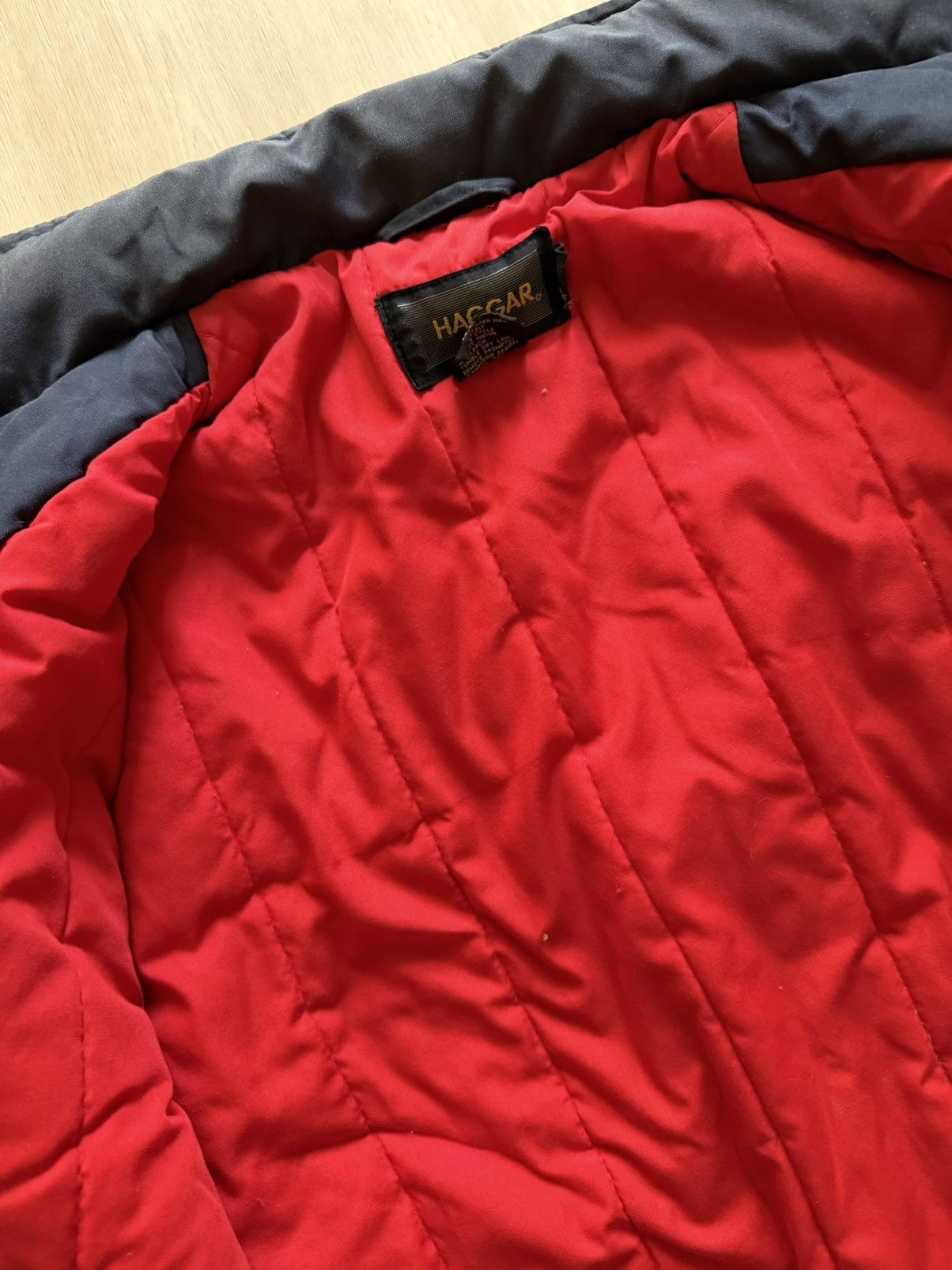 Haggar Vtg Haggar Puffer Bomber w/ Hidden Hood Sz M *stains 90s 80s Size US M / EU 48-50 / 2 - 12 Thumbnail