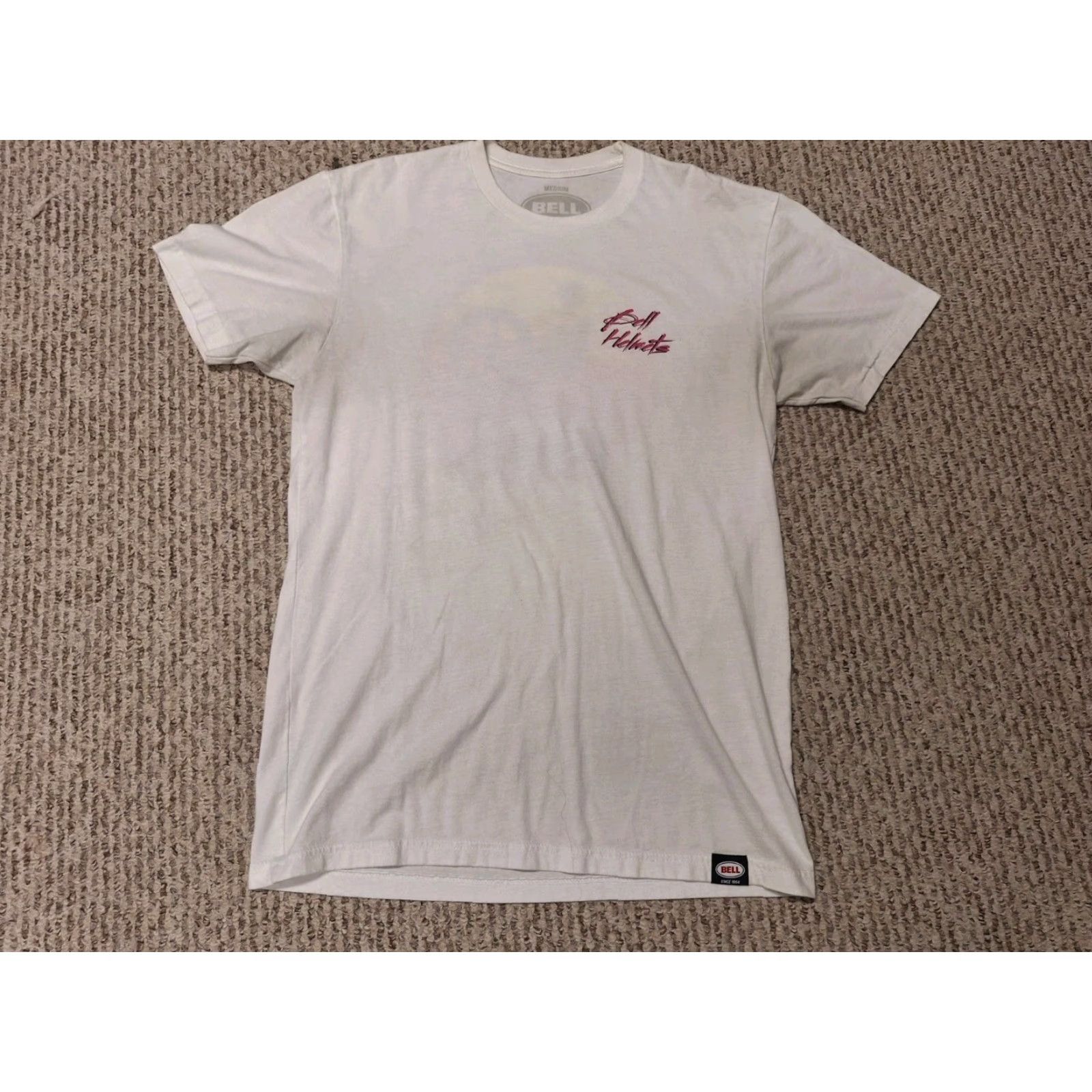Bell VTG Bell Helmets Dirt Bike Racing MOTO X Motorcycle Shirt Unisex Adults M White Short Sleeve T-Shirt Mens Boys Size US M / EU 48-50 / 2 - 2 Thumbnail