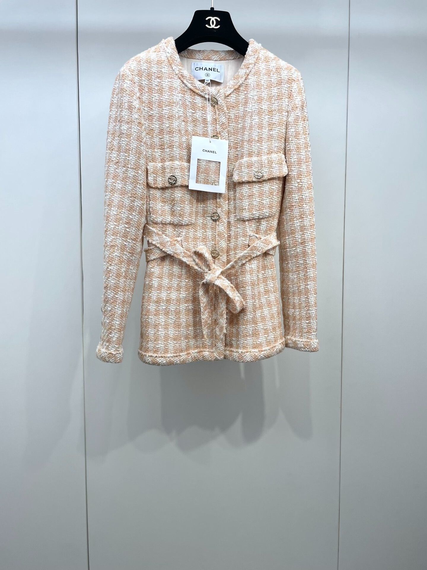 Chanel Chanel 23S Orange Plaid Belted Jacket Size XXS / US 00 / IT 34 - 1 Thumbnail