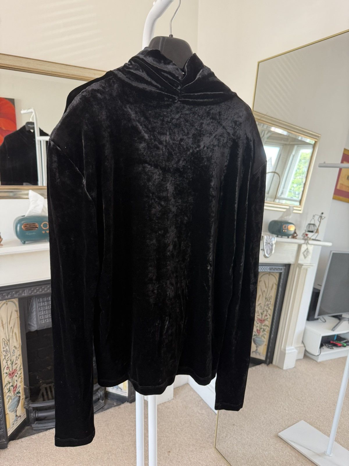 Saint Laurent Paris FW23 Saint Laurent Black Shoulder Padded Velvet Top Size US XL / EU 56 / 4 - 5 Thumbnail