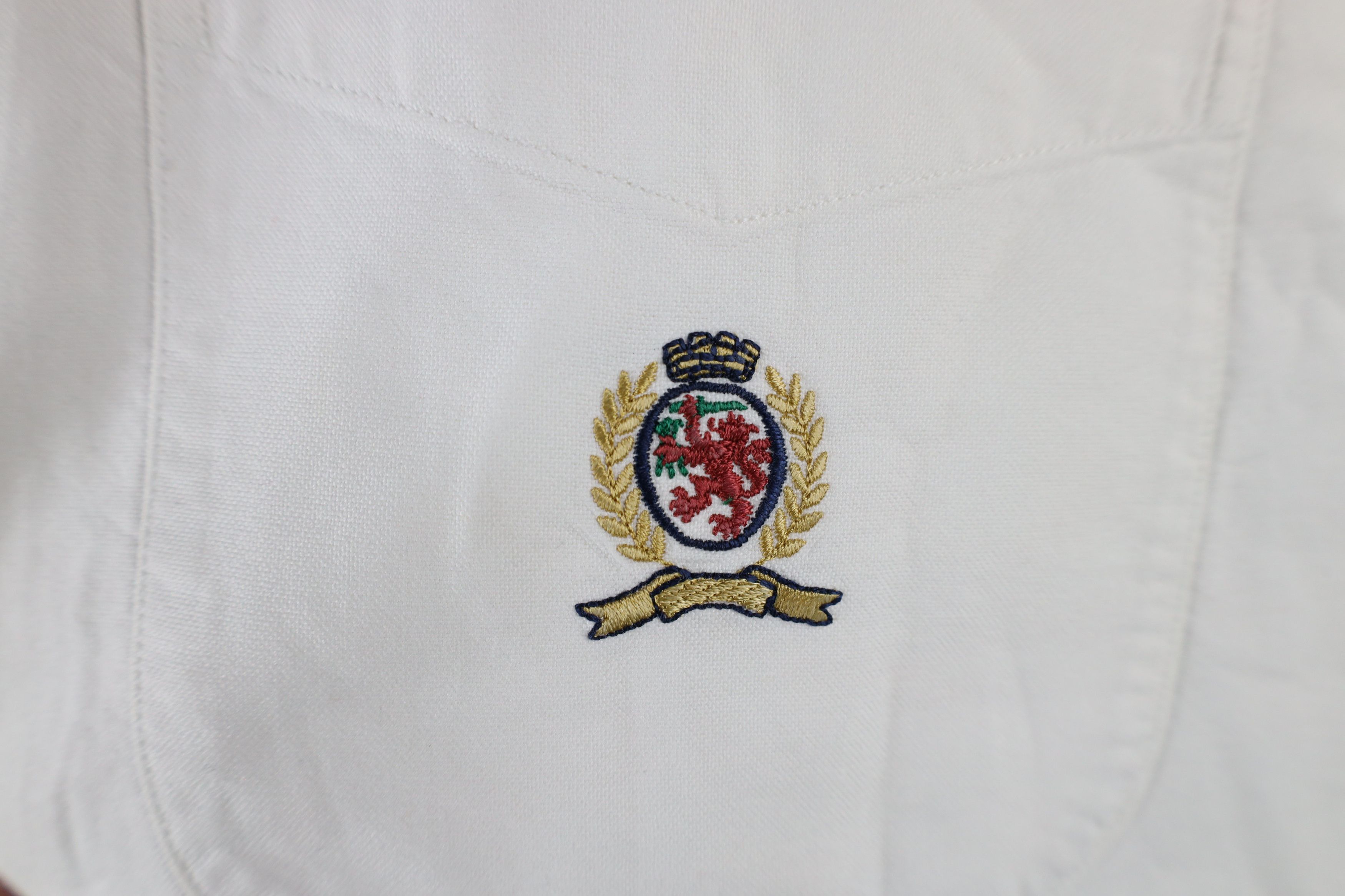 Tommy Hilfiger × Vintage Vintage 90s Tommy Hilfiger Big Logo Band Collar Button Shirt Size US L / EU 52-54 / 3 - 4 Thumbnail