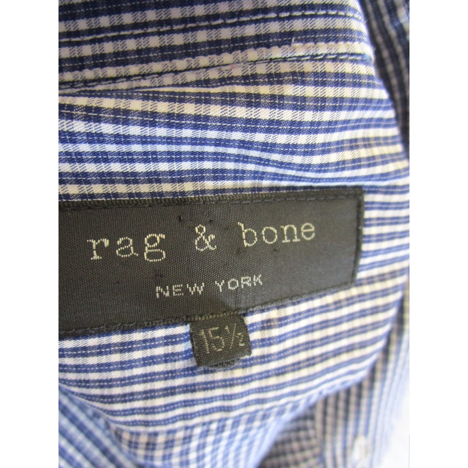 Rag & Bone RAG & BONE Dress Shirt Men’s 15.5 Regular Fit Blue Plaid Long Sleeve Cotton Size 40R - 6 Thumbnail