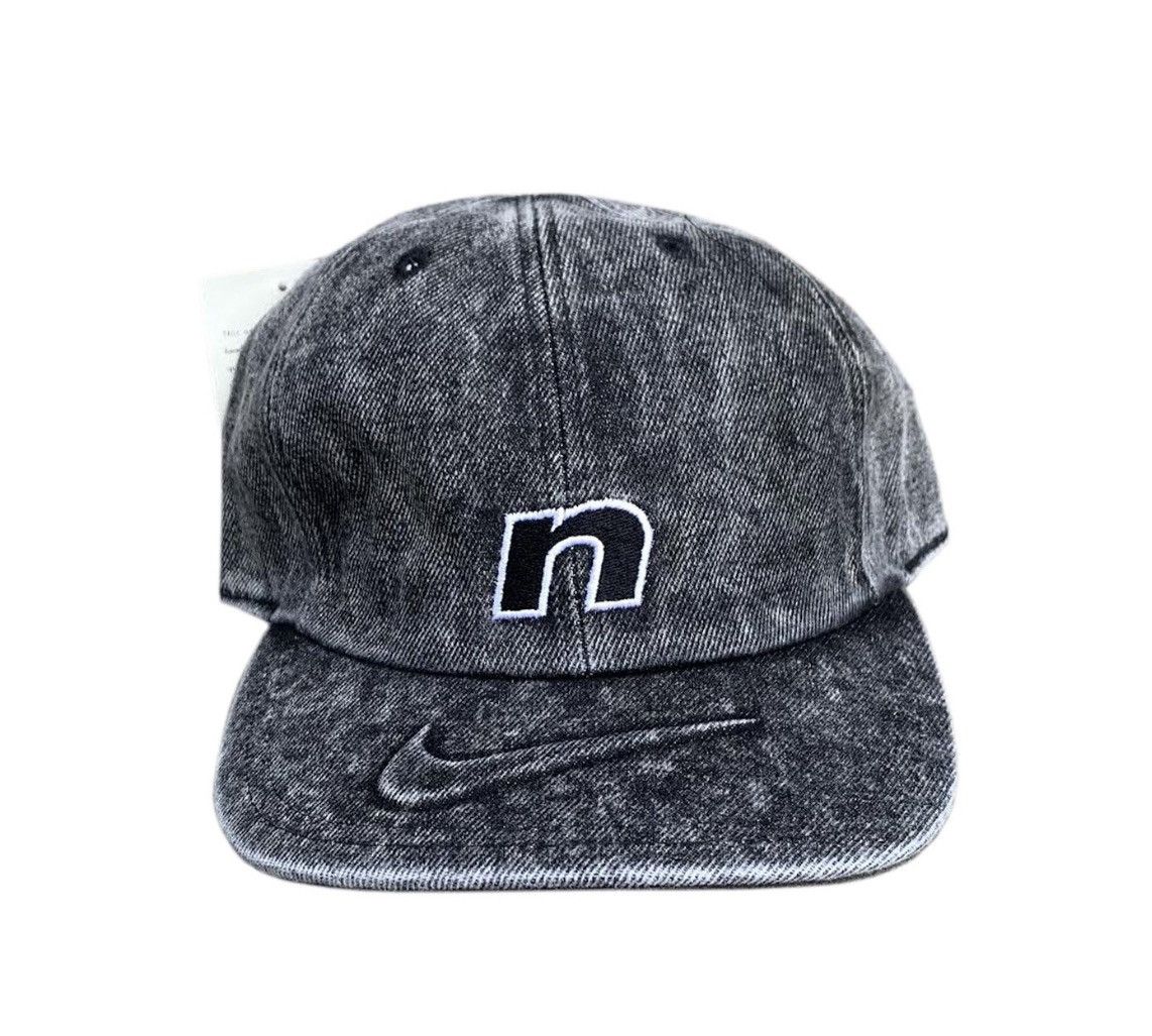 image of Vintage Nike Lowercase N Acid Wash Denim Hat NWT in Grey, Men's