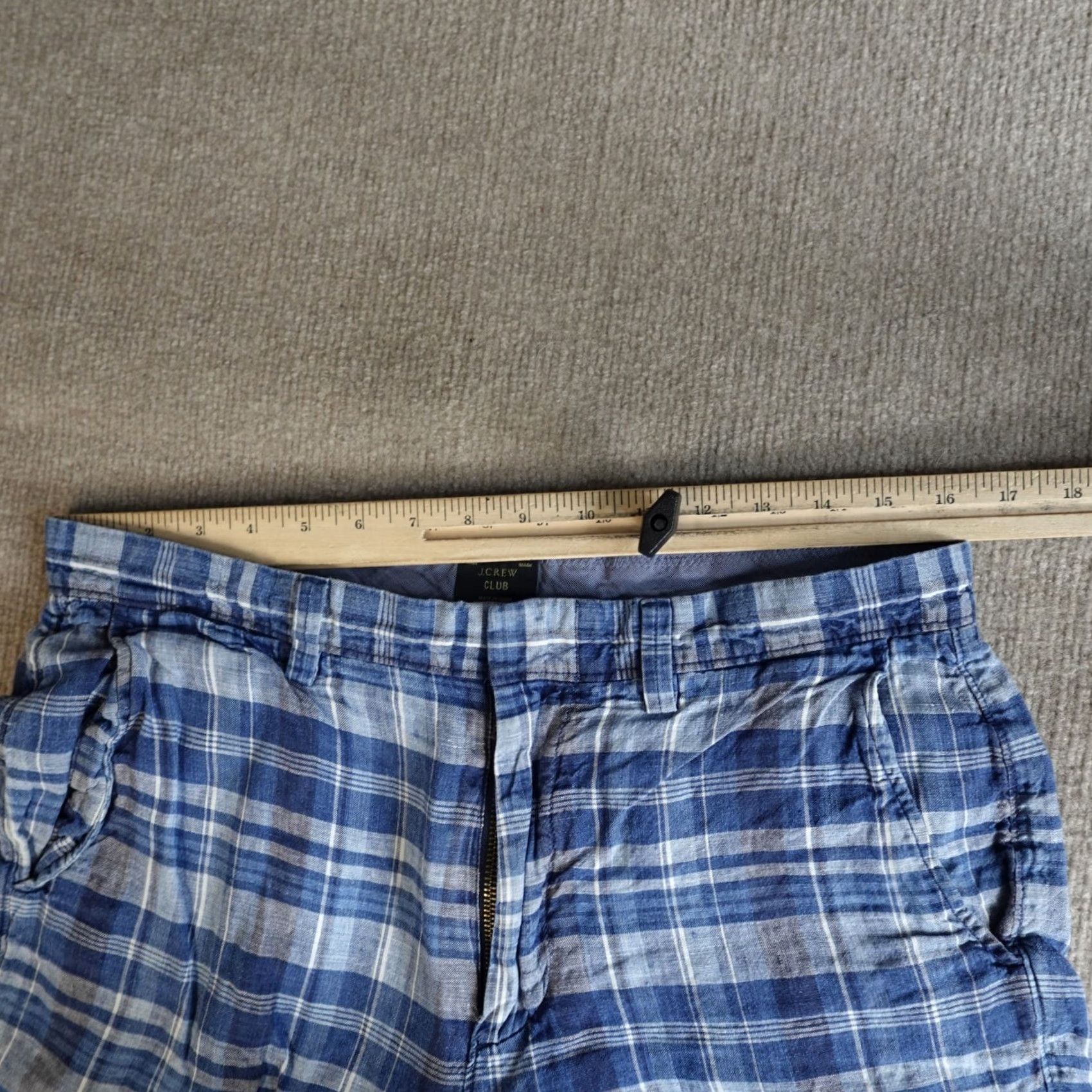 J.Crew J.Crew Mens Shorts 32 Blue Plaid Linen 10" Chino Casual Preppy Mens Size US 32 / EU 48 - 4 Thumbnail
