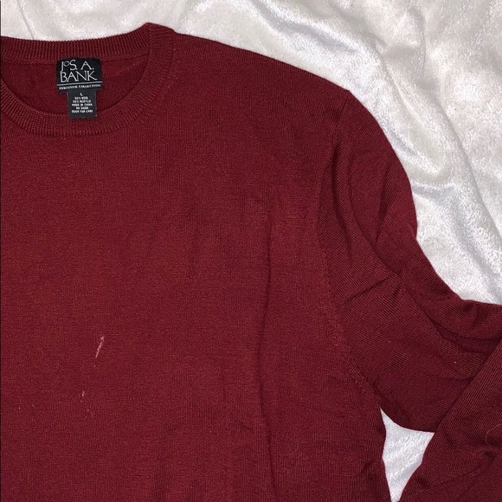 Jos. A. Bank Jos. A. Bank Red Wool Crewneck Knit Sweater | Sz L Size US L / EU 52-54 / 3 - 4 Thumbnail