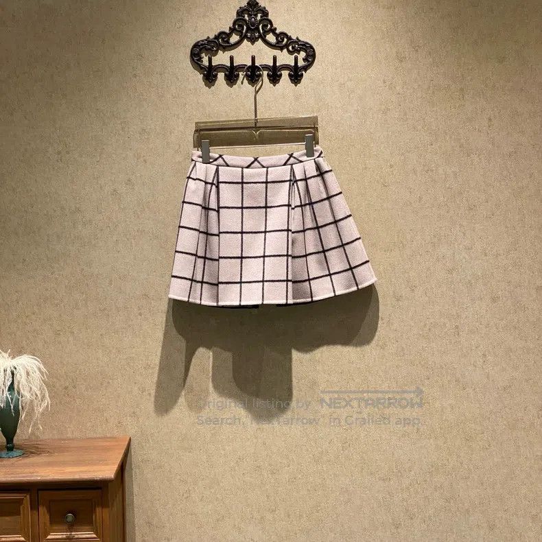 Valentino Valentino Pink plaid reversible wool poncho skirt set Size XS / US 0-2 / IT 36-38 - 4 Thumbnail
