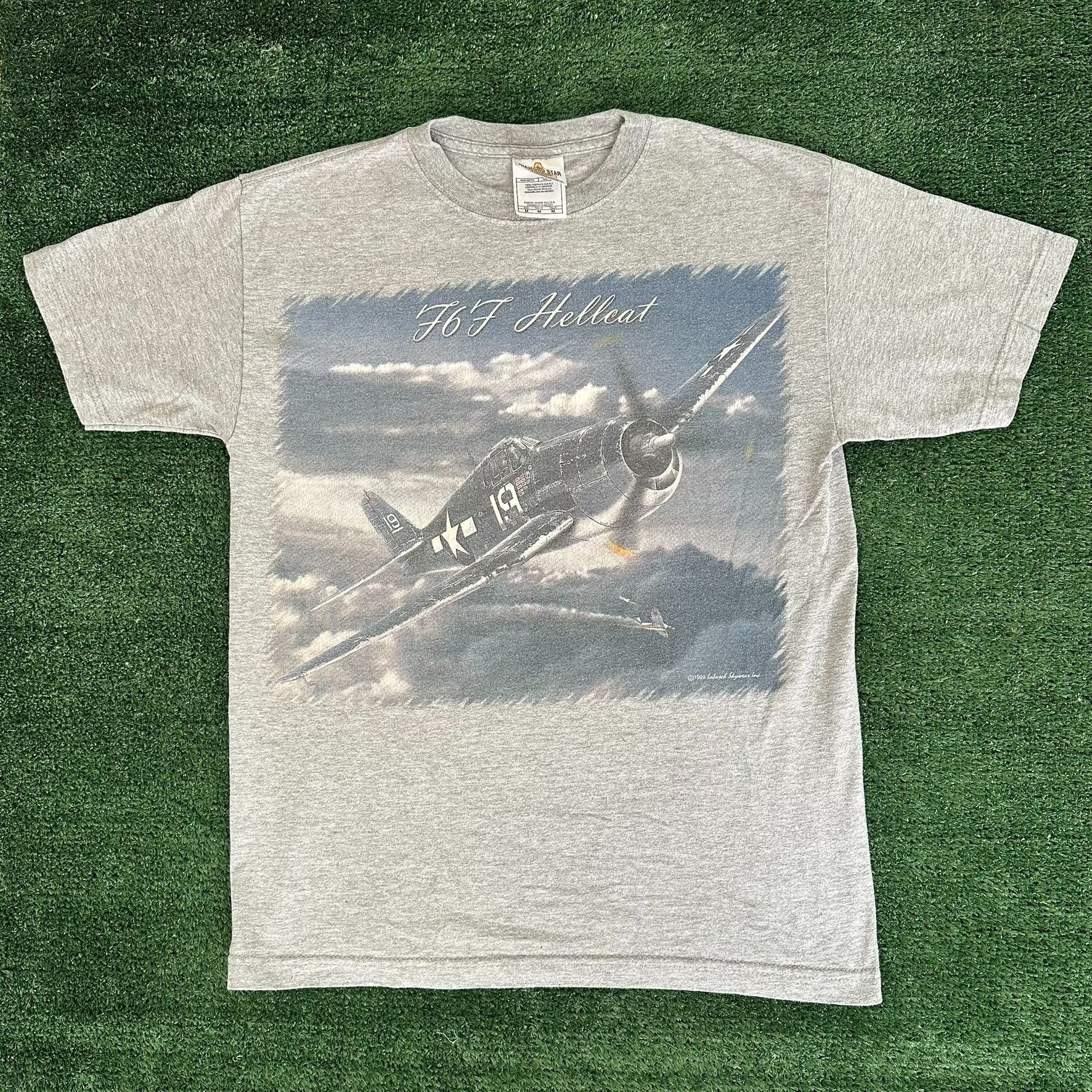 Vintage 90s Grumman F6F Hellcat T-Shirt Military Aviation WW