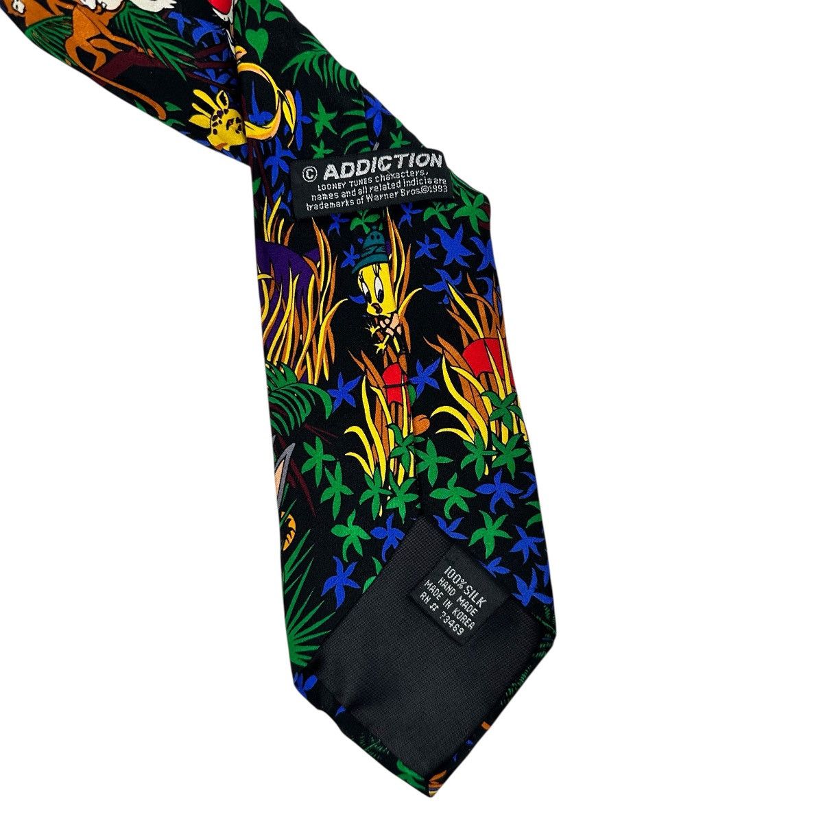 Warner Bros Vintage 1993 Looney Tunes Jungle 100% Silk Tie Size ONE SIZE - 2 Thumbnail