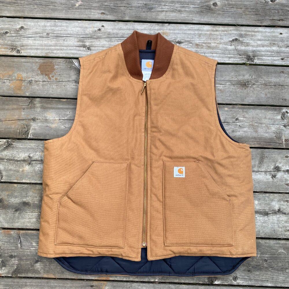Carhartt Vintage 90s Carhartt Insulated Canvas Vest XL Brown Size US XL / EU 56 / 4 - 3 Thumbnail
