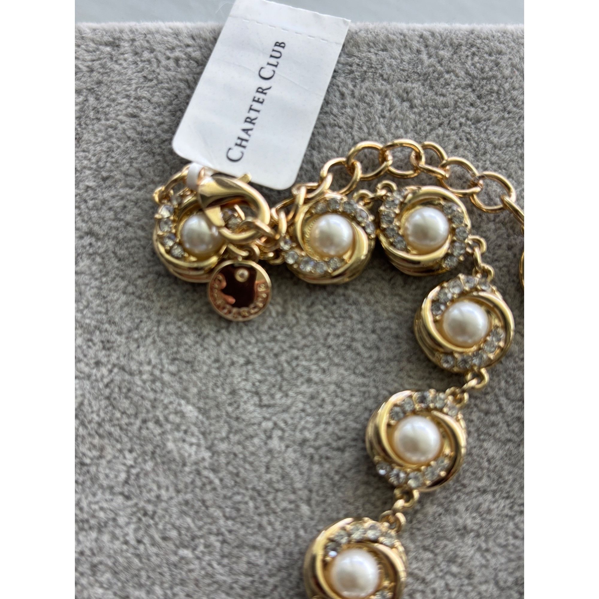 Charter Club Charter Club Gold-Tone Necklace With Faux Pearls & Rhineston Size ONE SIZE - 6 Thumbnail