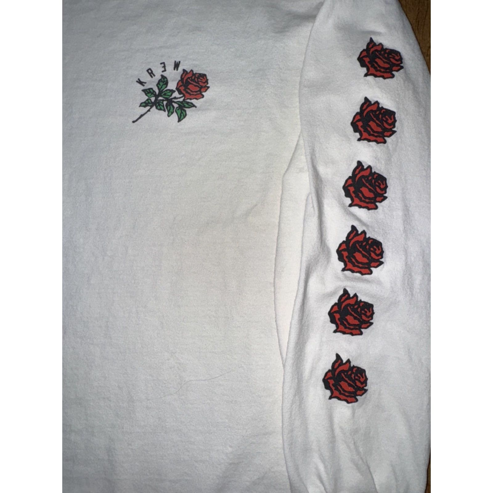Krewe Krew Kalifornia Rose Long Sleeve T-Shirt White Large 21x26 Mens Crew Neck Graphic Print Streetwear Skate Tee Size US L / EU 52-54 / 3 - 3 Thumbnail