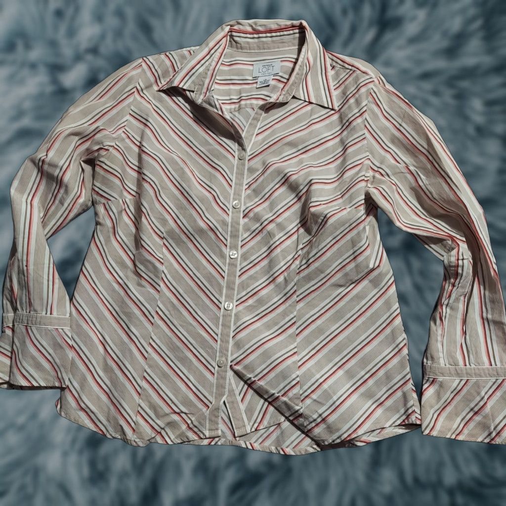 Ann Taylor ANN TAYLOR LOFT Button Up Shirt Womens Petite LP Multicolor  Striped Long Sleeve Collared Blouse Casual Business Colorful 90s? Not  applicable. | Grailed, image size:1024x1024